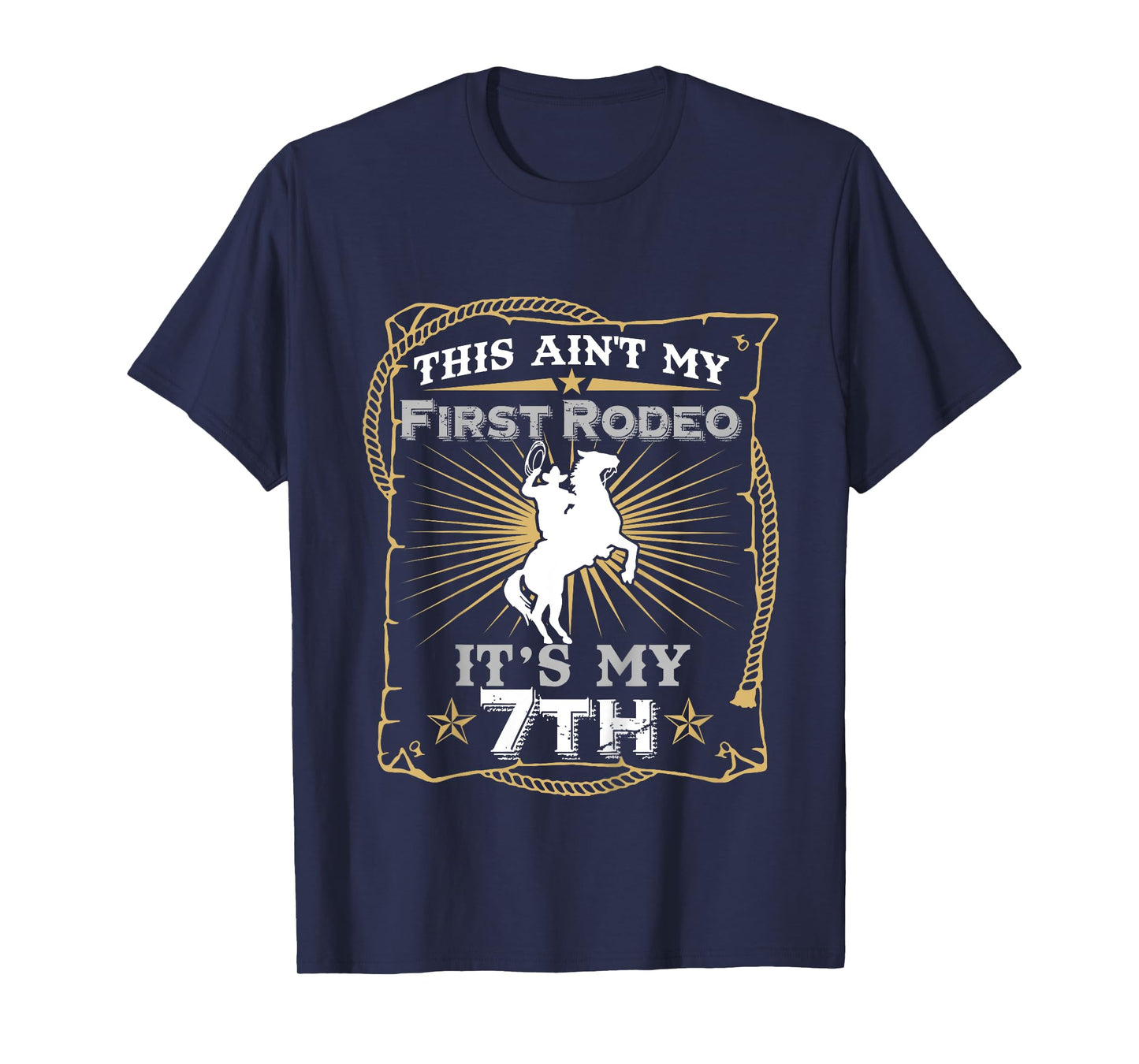 Funny Ain't My First Rodeo 7th Birthday T-Shirt For Kids T-Shirt