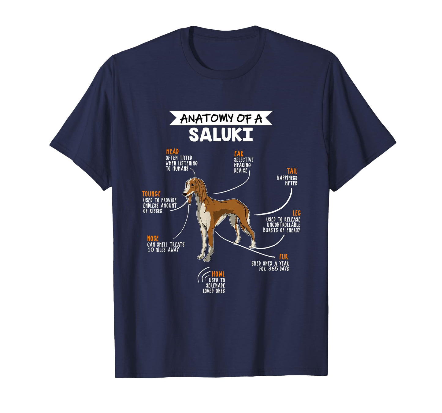 Anatomy Of A Saluki Dog Funny Dog Lover Gift T-Shirt