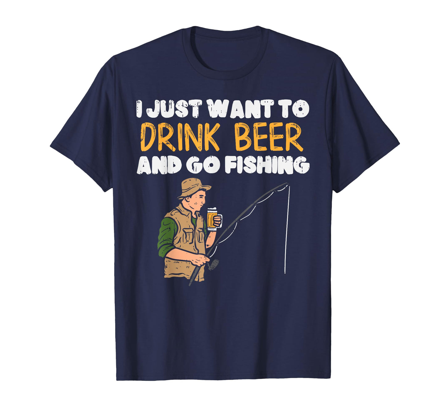Drink Beer Go Fishing Funny Drinking Fisherman Angler Gift T-Shirt