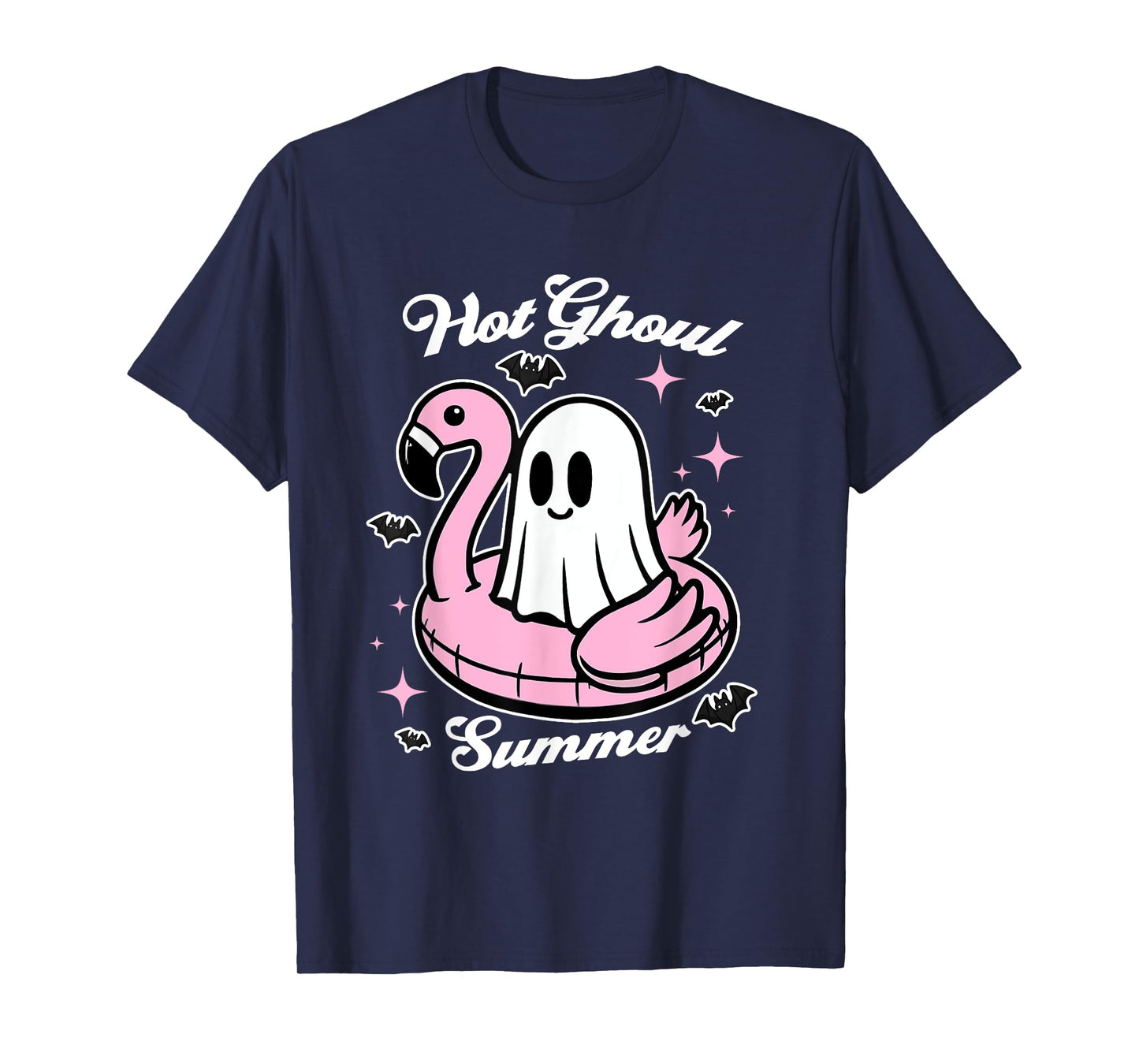 Hot Ghoul Summer Flamingo Ghost Summerween T-Shirt