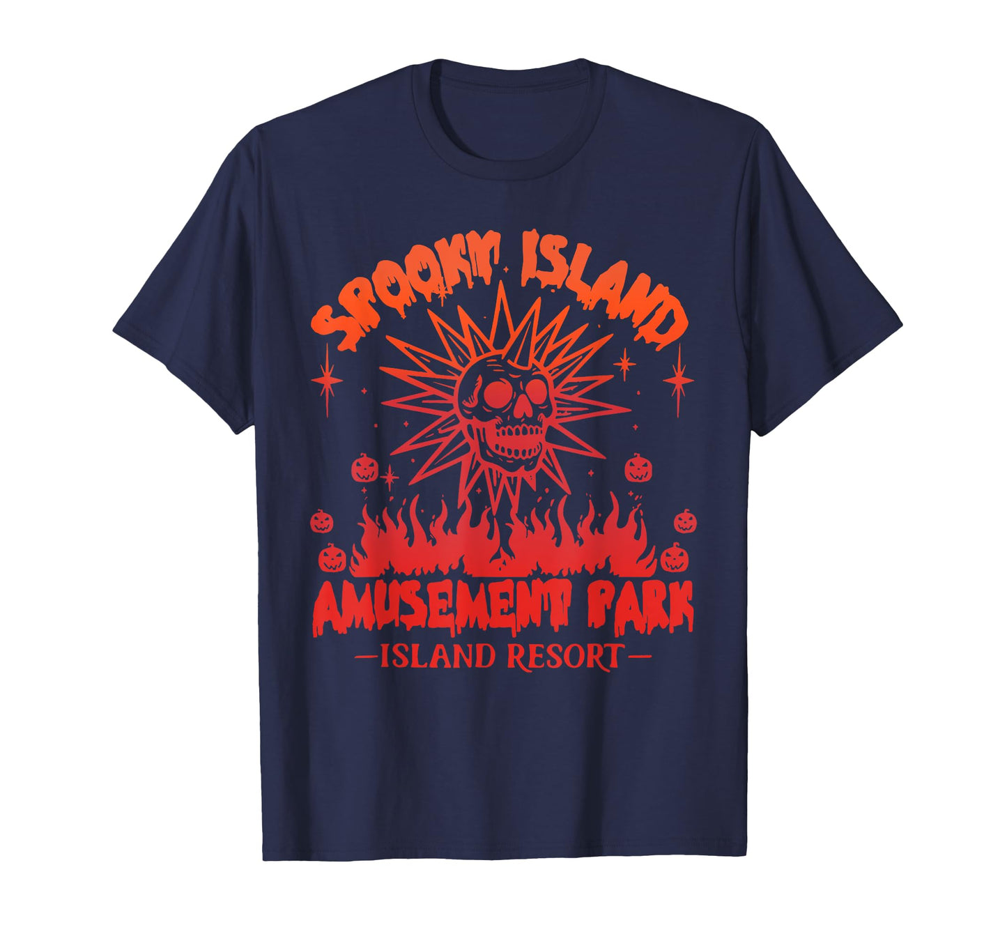 Funny Halloween Spooky Island Est 2002 Amusement Park Skull T-Shirt
