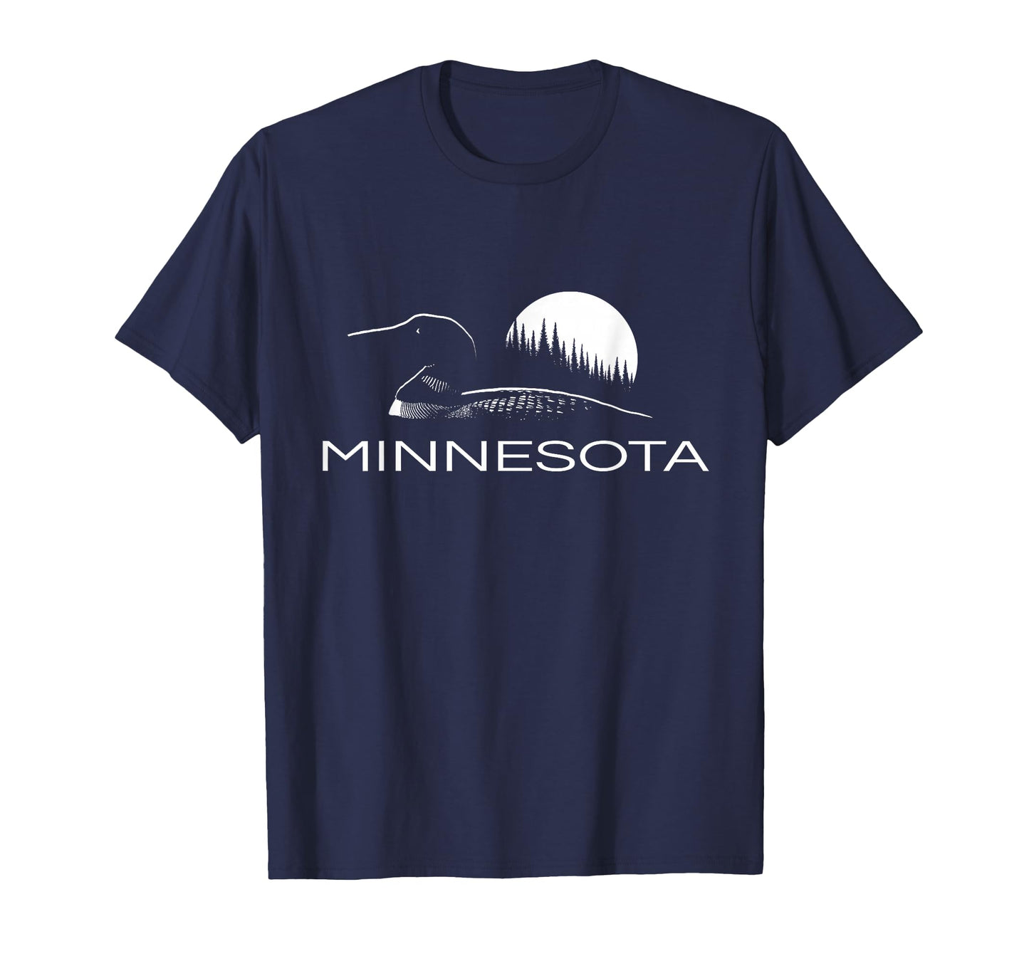 Minnesota - Loon and Trees in Moonlight T-Shirt