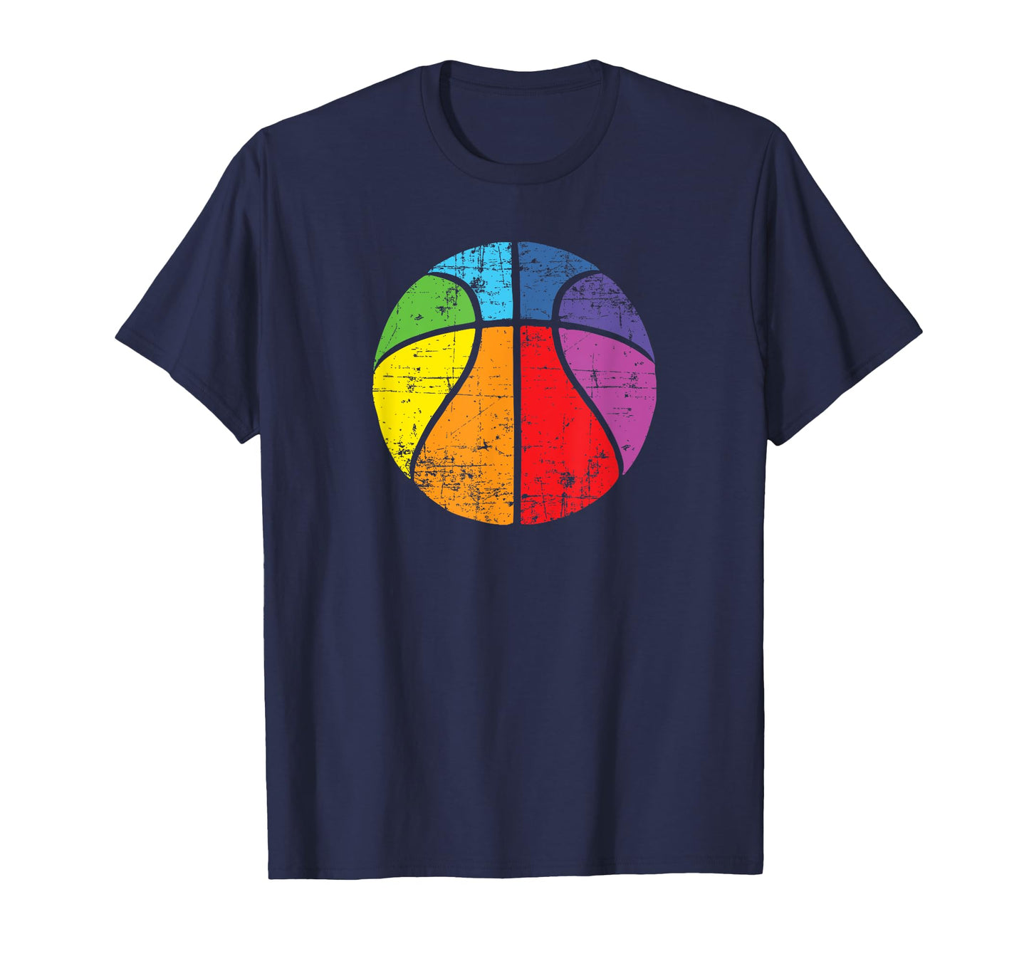 Rainbow Basketball Vintage Distressed Logo T-Shirt