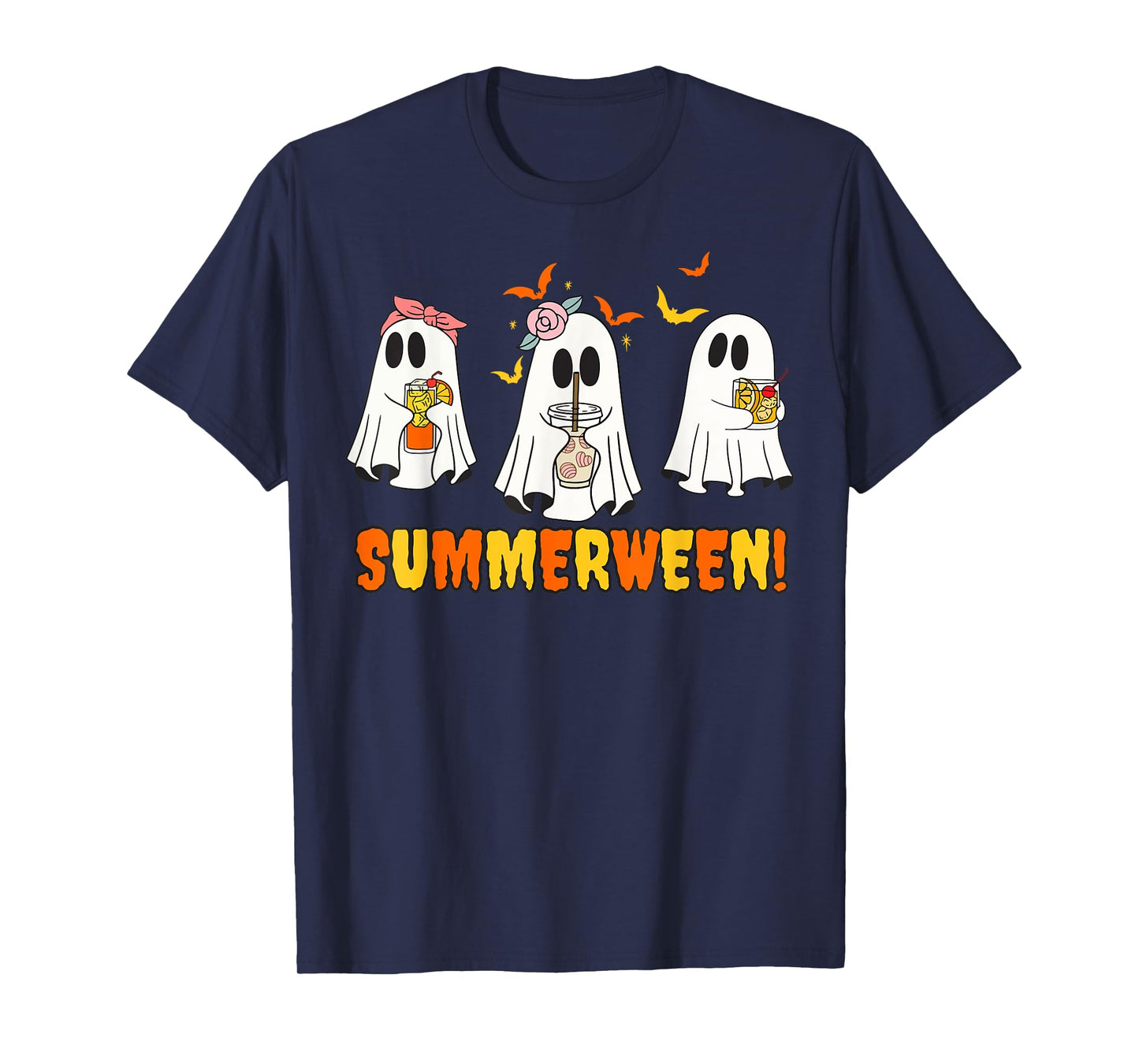 Summerween Skeleton Ghost Beach Party Halloween Vibes T-Shirt