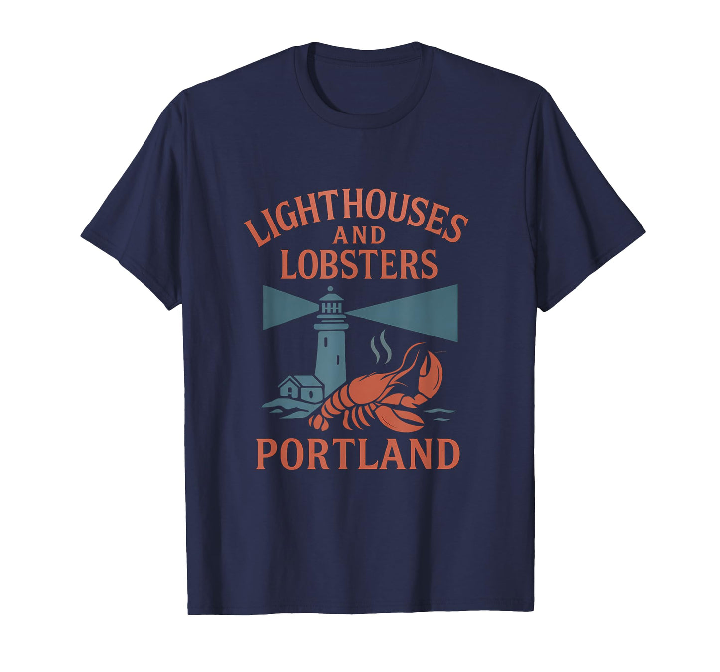 Portland ME Lighthouses and Lobsters Vintage Design T-Shirt