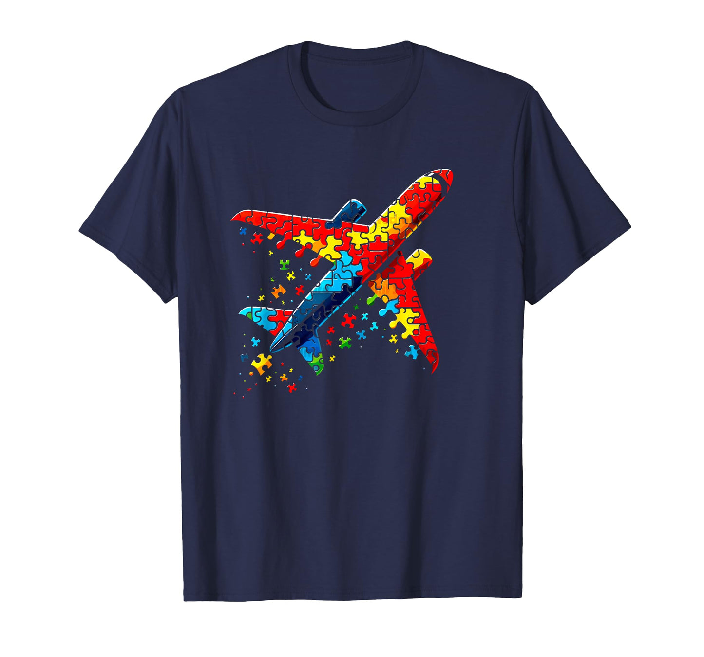 Airplane Jigsaw Puzzle Kids Toddler Boys Autism Awareness T-Shirt