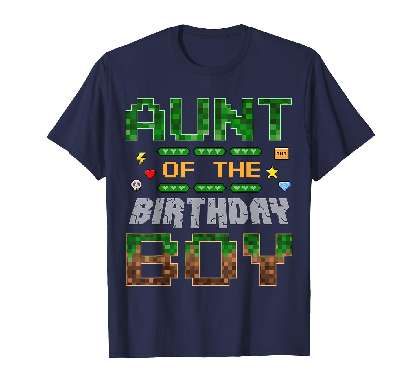 Aunt of The Birthday Boy Pixel Gamer Family Love T-Shirt