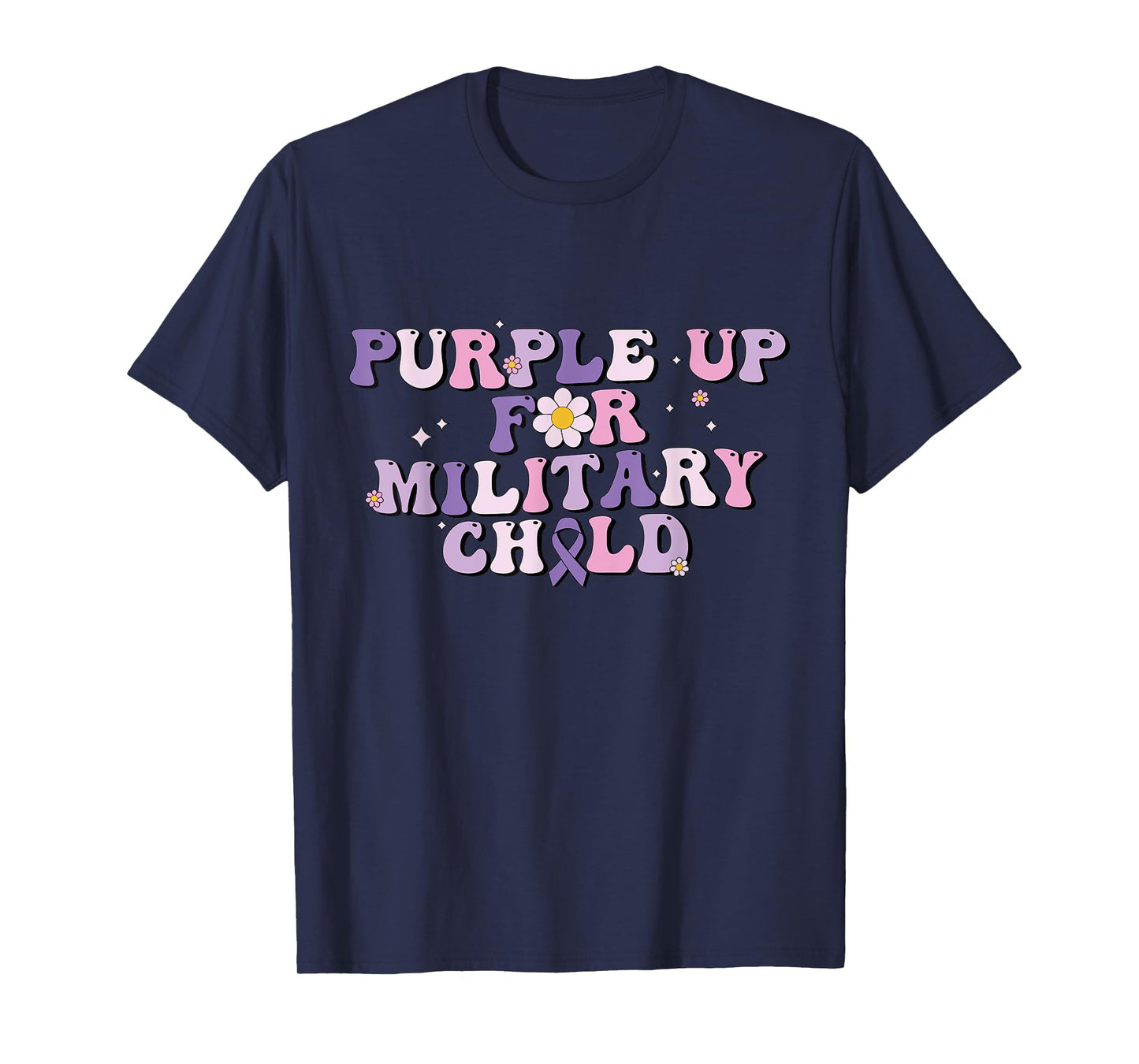 Purple up for military kids Groovy Military child Month T-Shirt
