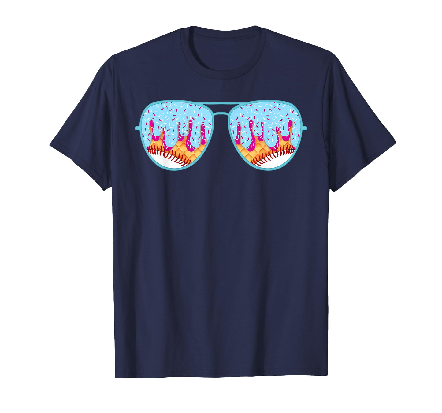 Baseball Sunglasses Ice Cream Drip With Sprinkles T-Shirt