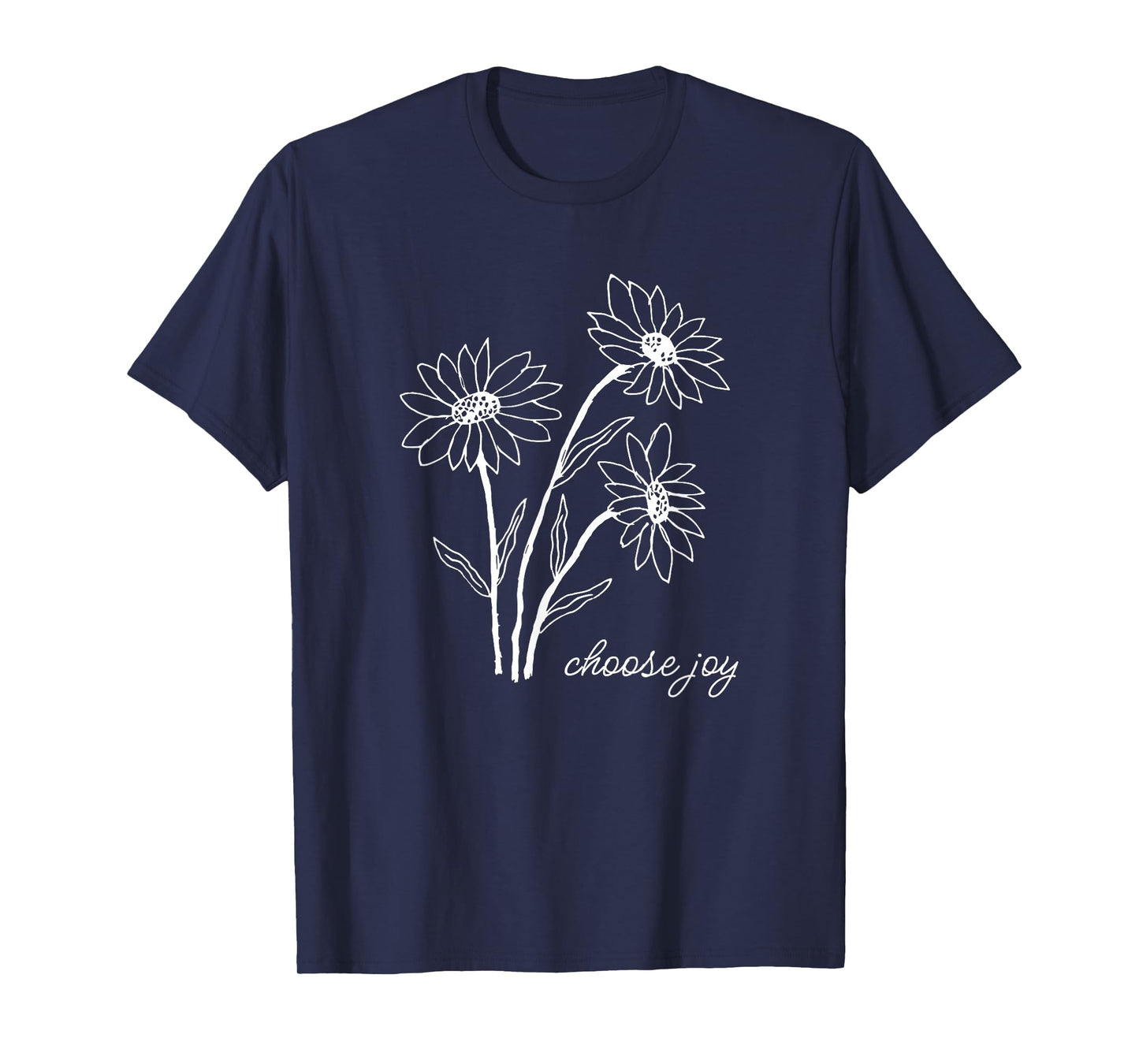 CAMCdesigns Choose Joy Floral Flower Garden Happy Christian Inspiration T-Shirt, Small, Black