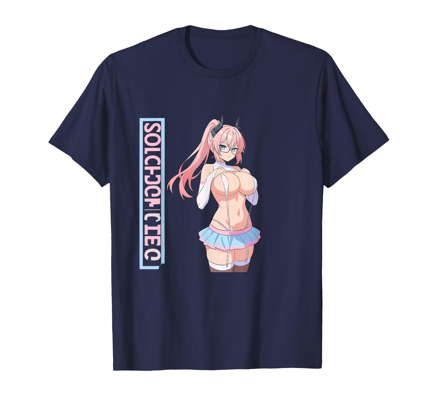 Waifu Sexy Anime Girl Horns Mini Skirt Japanese Retro Art T-Shirt