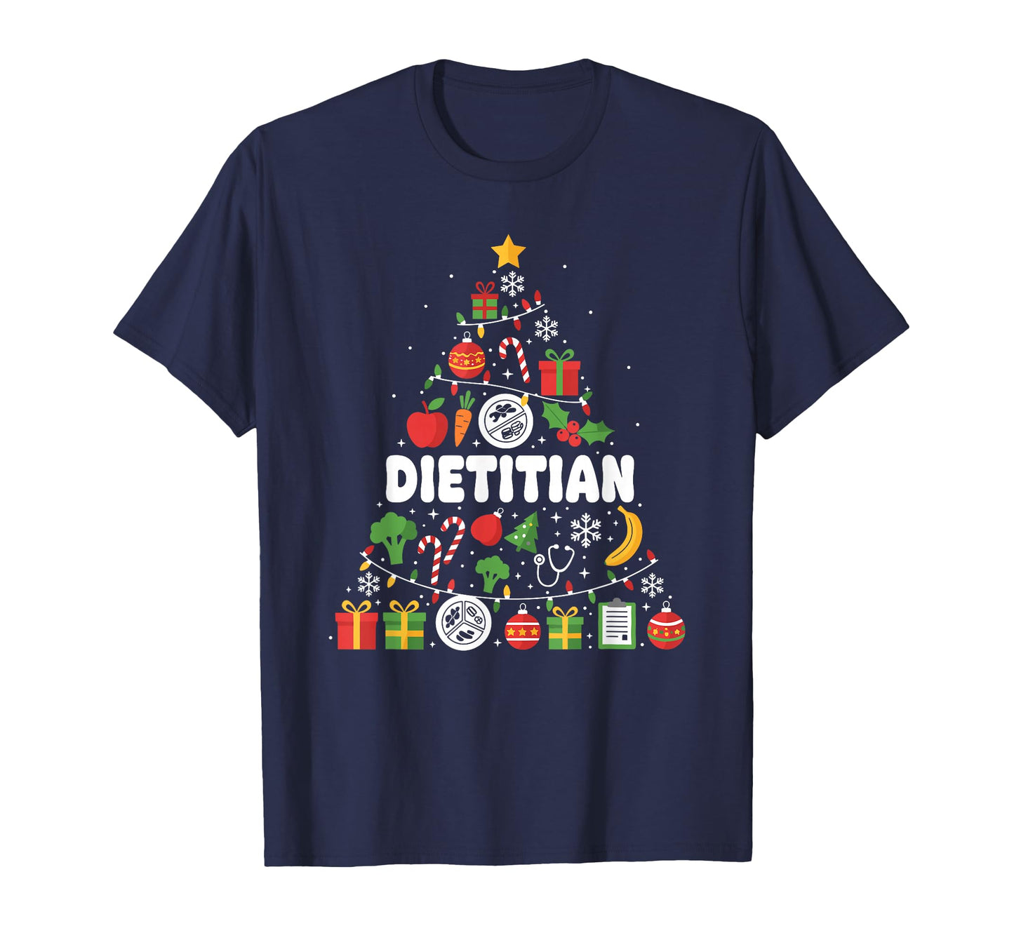 Funny Dietitian Christmas Tree Lights Womens Mens Kids T-Shirt