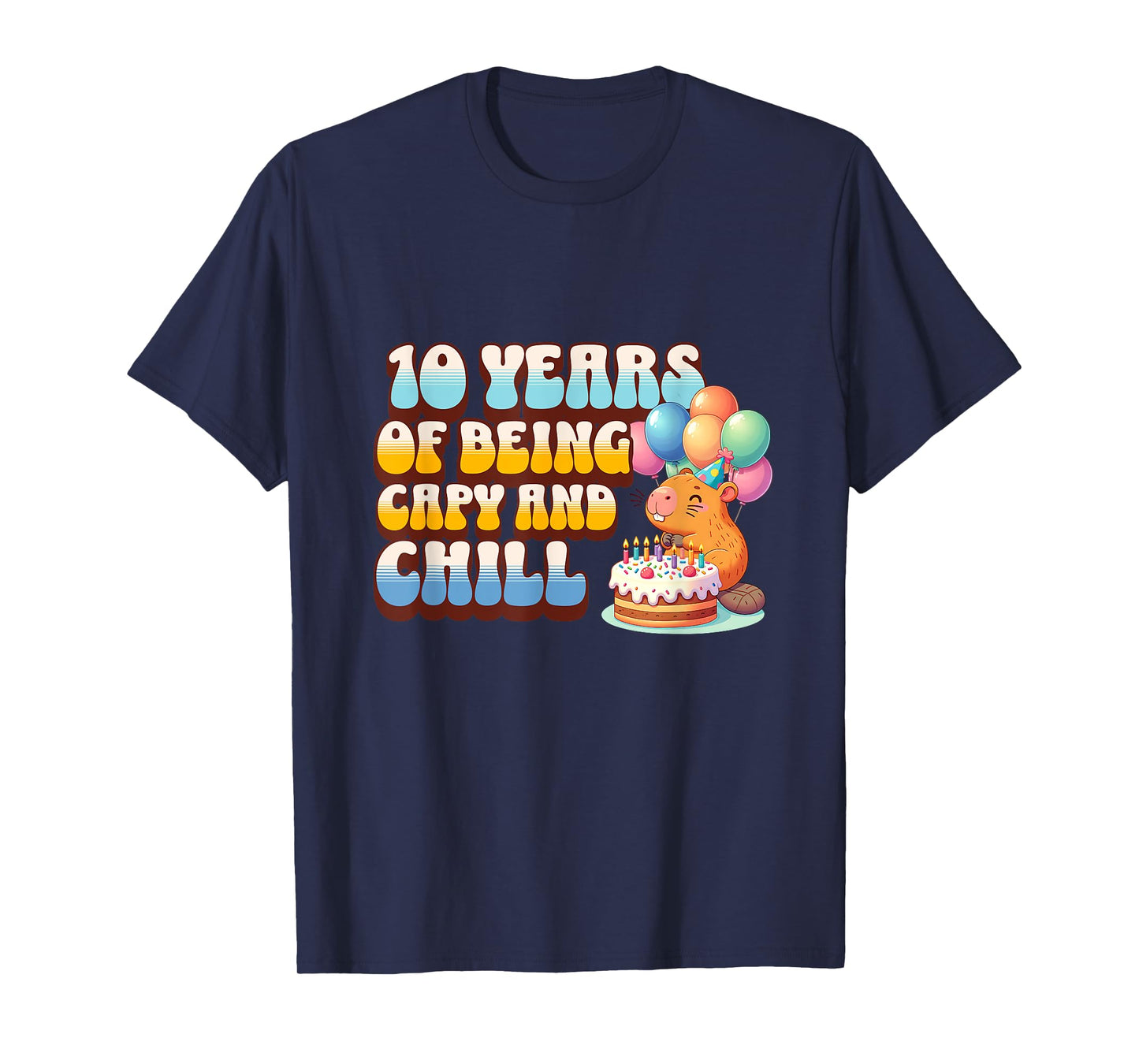 10 Years Capy Bday Capybara 10th Birthday Party Kids T-Shirt
