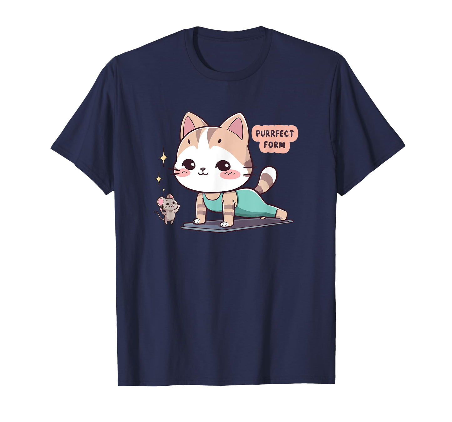 Purrfect Form Cute Cat Gym Workout Kawaii Women Teens Girls T-Shirt