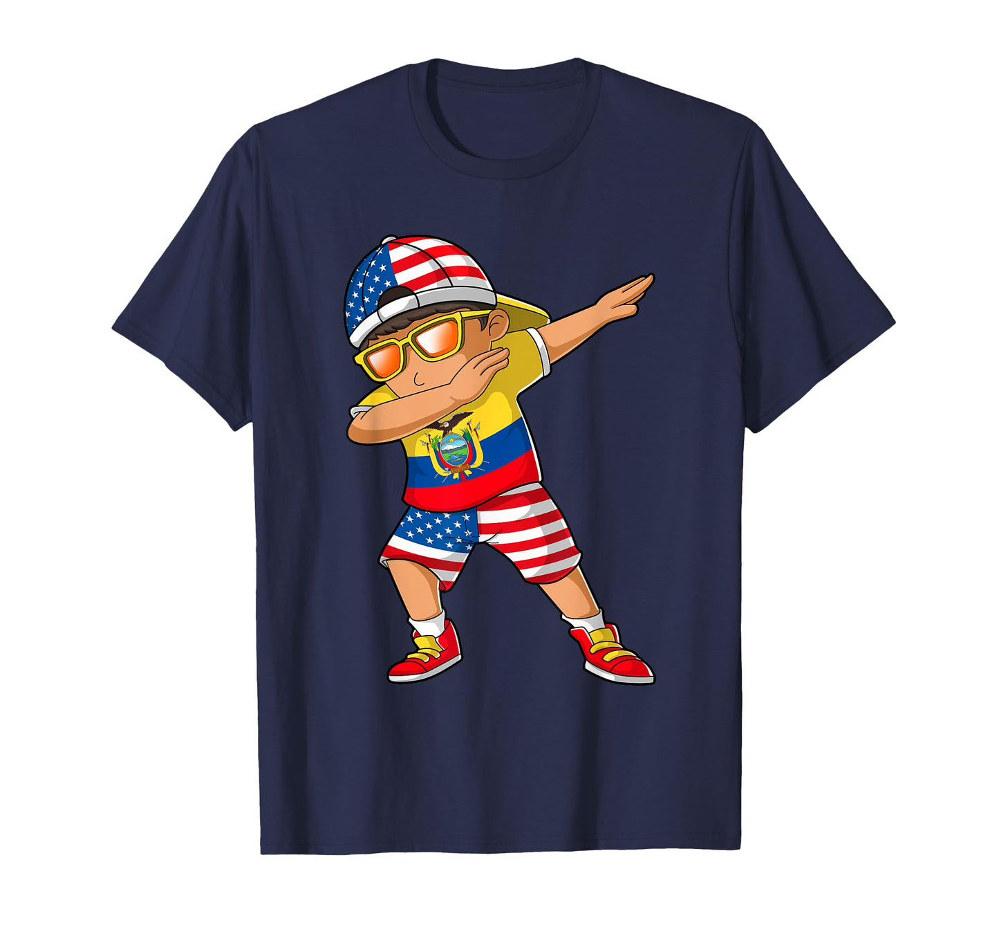 Half American Half Ecuadorian Boy Kid Ecuador Flag Patriotic T-Shirt