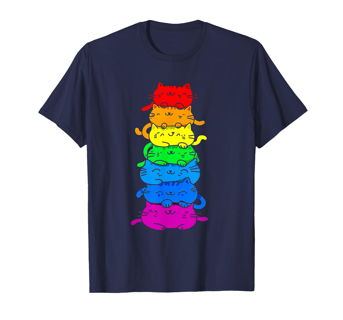 Cat Stack Rainbow Gay Pride Cute LGBT Animal Pet Lover T-Shirt for Men Women Kids