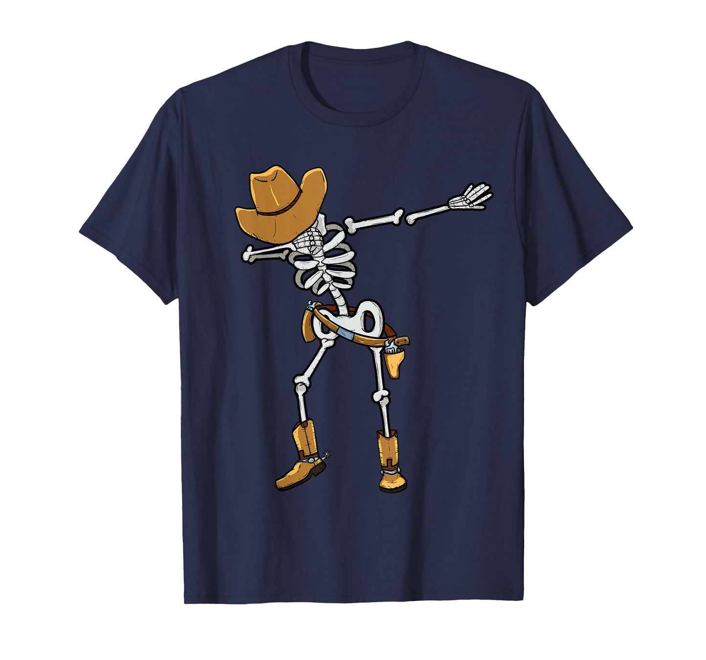 Dabbing Skeleton Cowboy Hat Halloween Jolly Roger For Boys T-Shirt