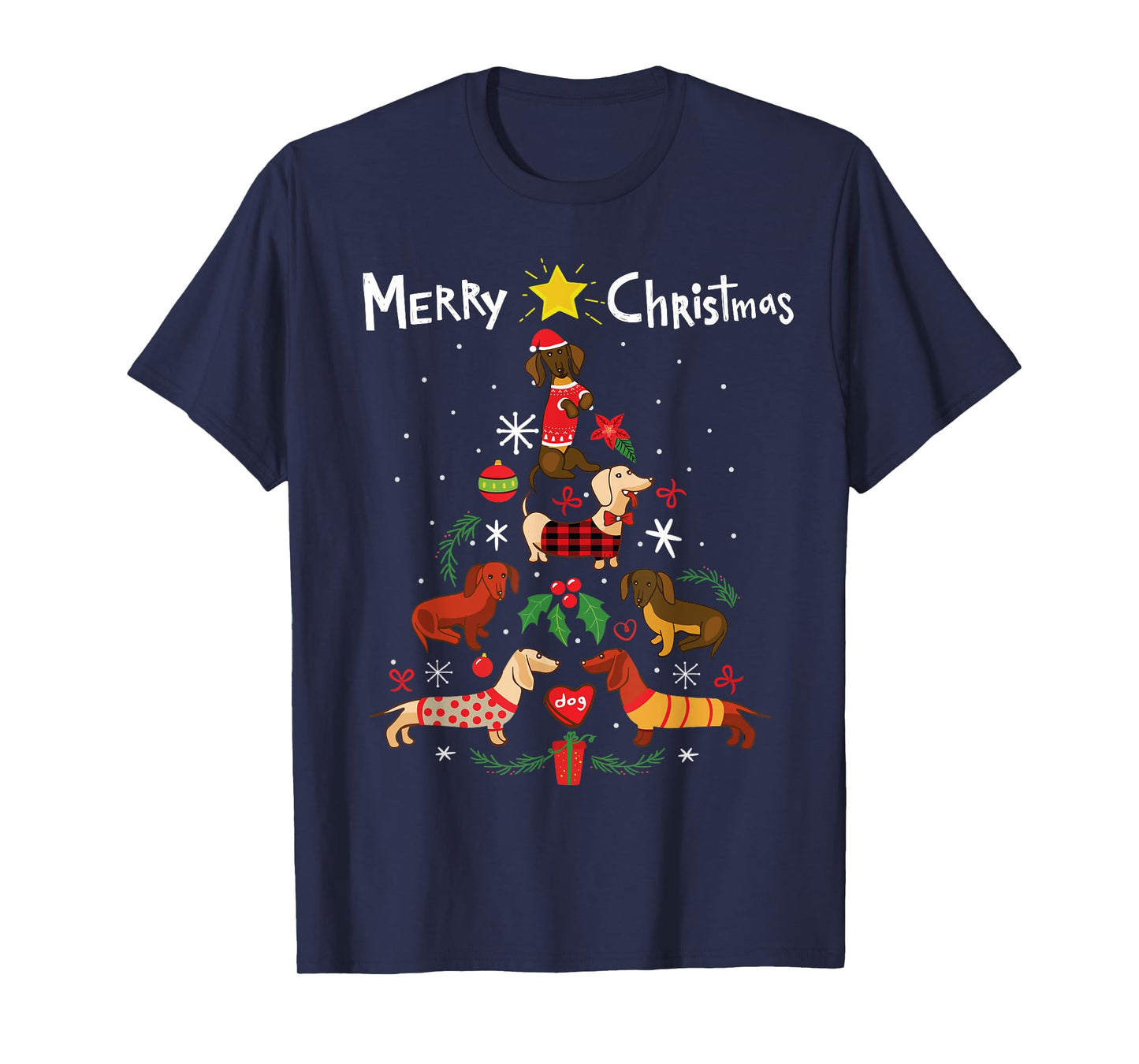 Funny Dachshund Christmas Tree Shirt Ornament Decor Gift T-Shirt