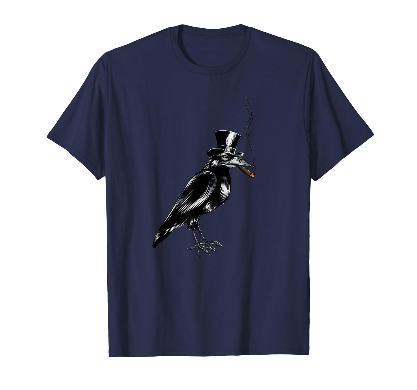 Black Crow Bird Top Hat Smoking Cigar Artwork T-Shirt