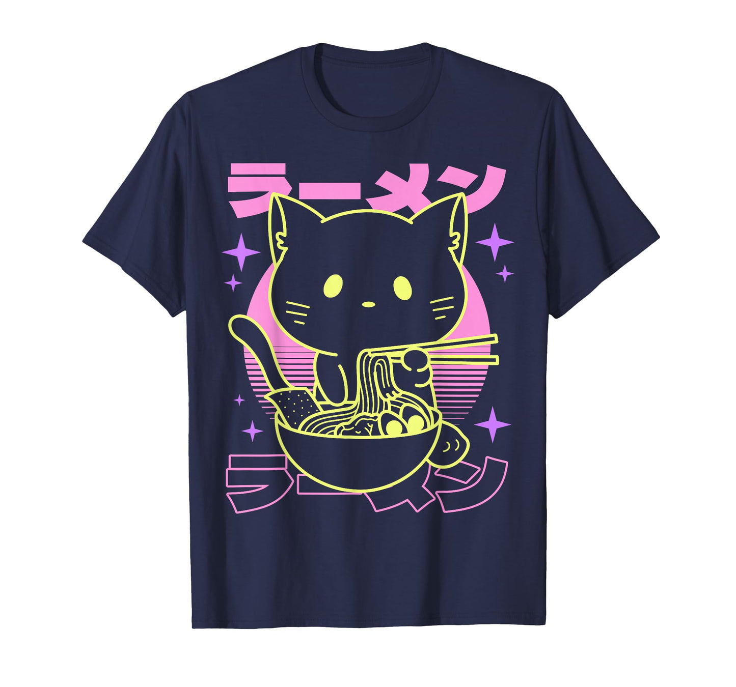 Anime Ramen Cat Japanese Retro Noodles Aesthetic Kawaii Cat T-Shirt