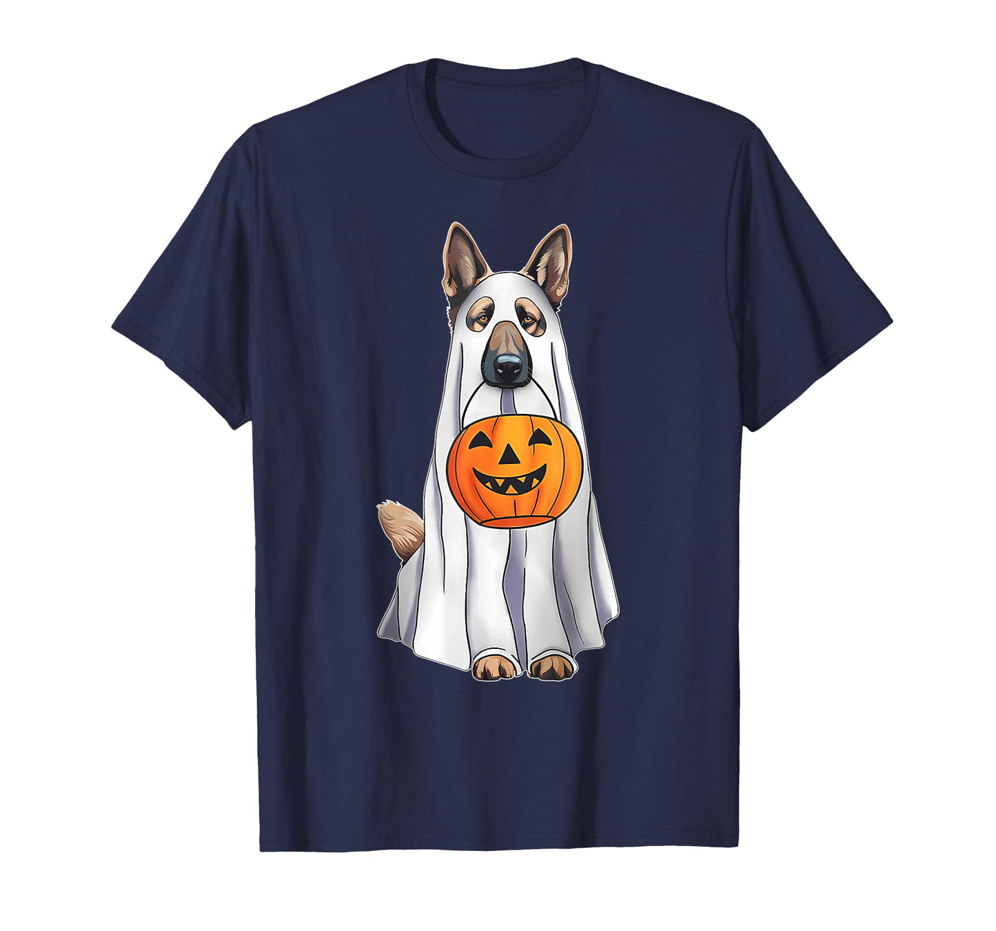 German Shepherd Ghost Pumpkin Halloween Costume Fall T-Shirt
