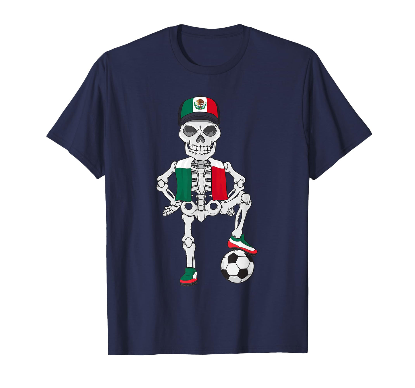 Mexico Soccer Skeleton Fan Team T-Shirt