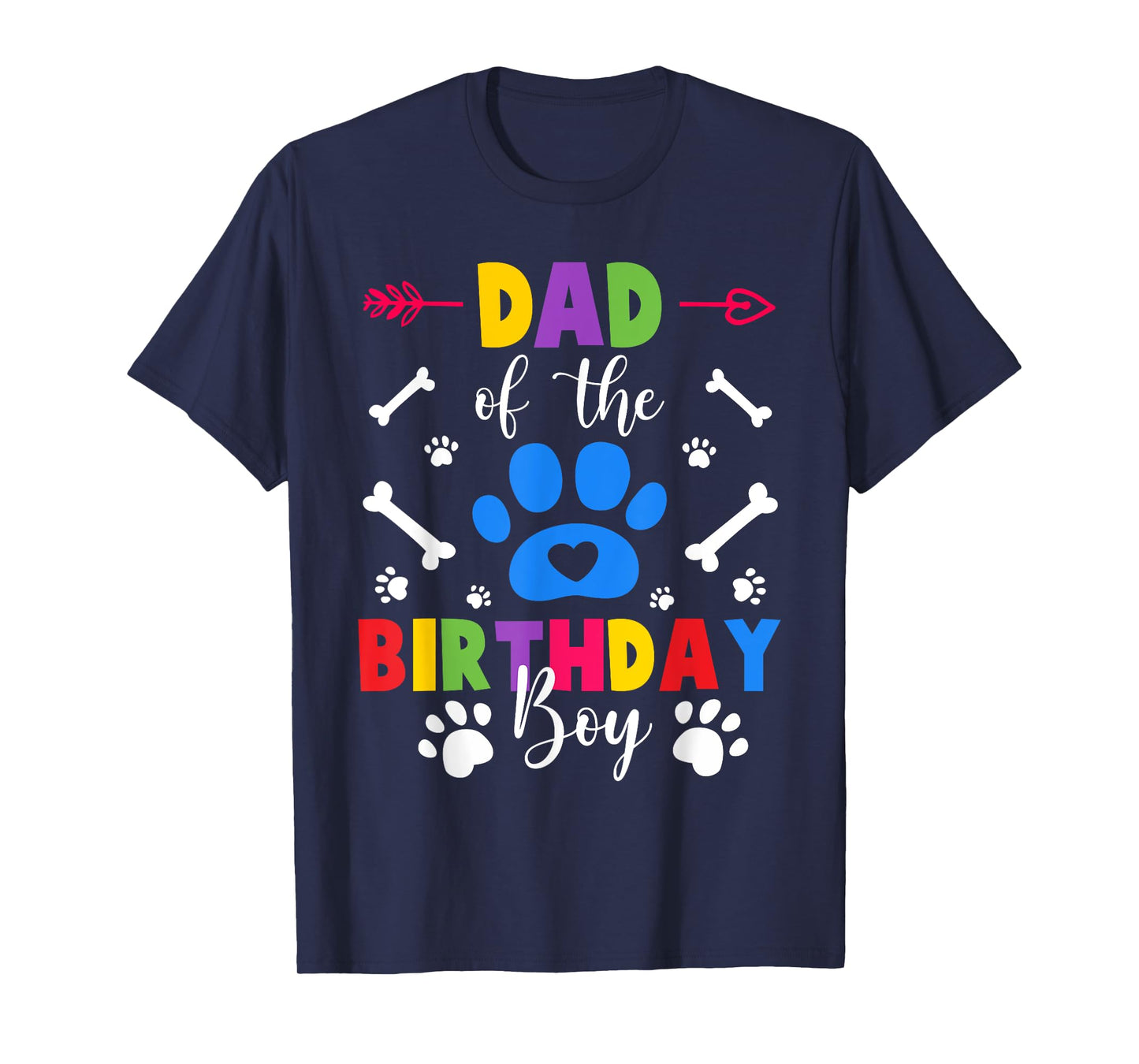 Dad And Mom Of The Birthday Boy Dog Paw Family Matching T-Shirt