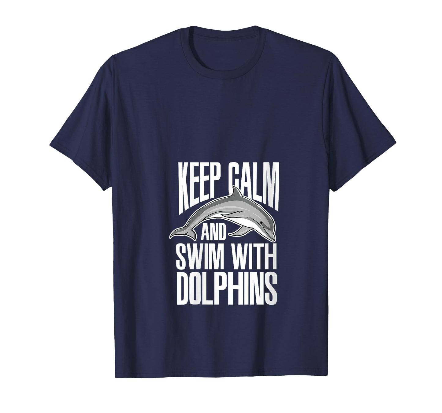 Womens Keep Calm And Swim With Dolphins Cute Dolphin V-Neck T-Shirt