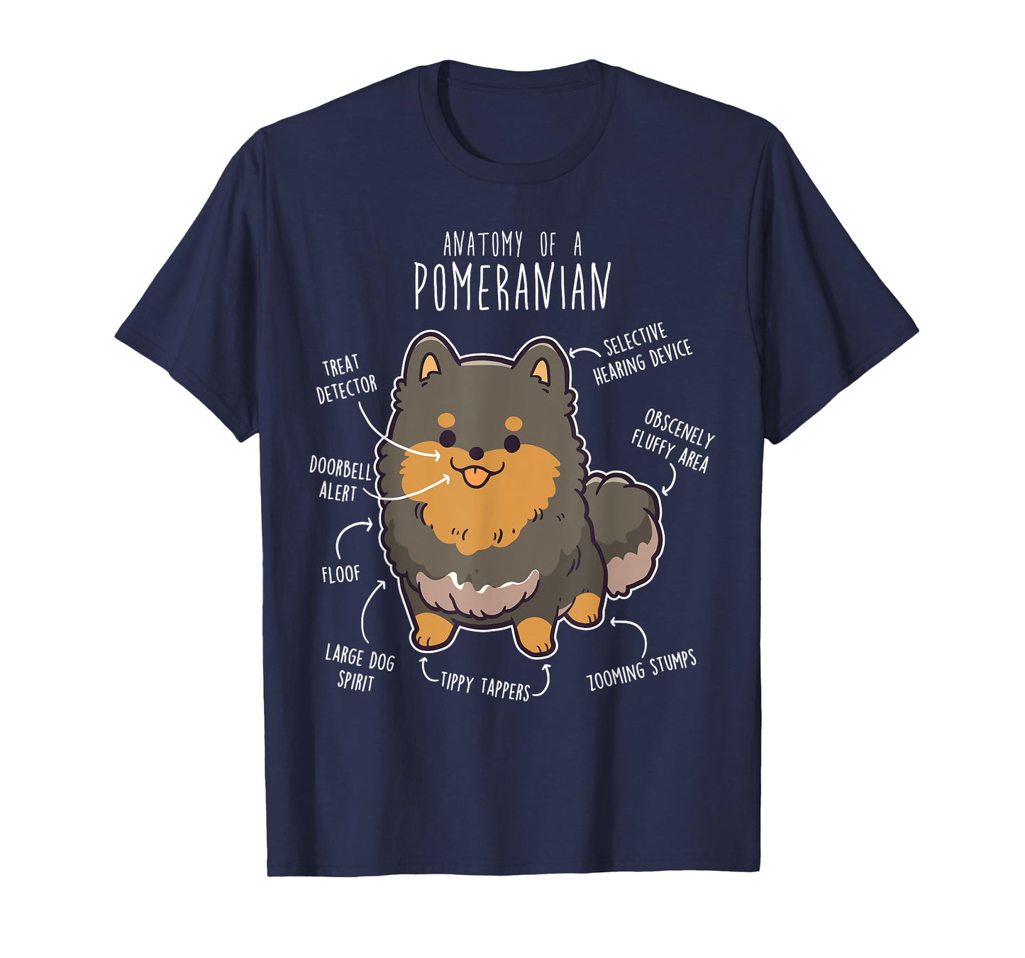 Black and Tan Pomeranian Dog Anatomy, Funny Cute Pet Pom Mom T-Shirt