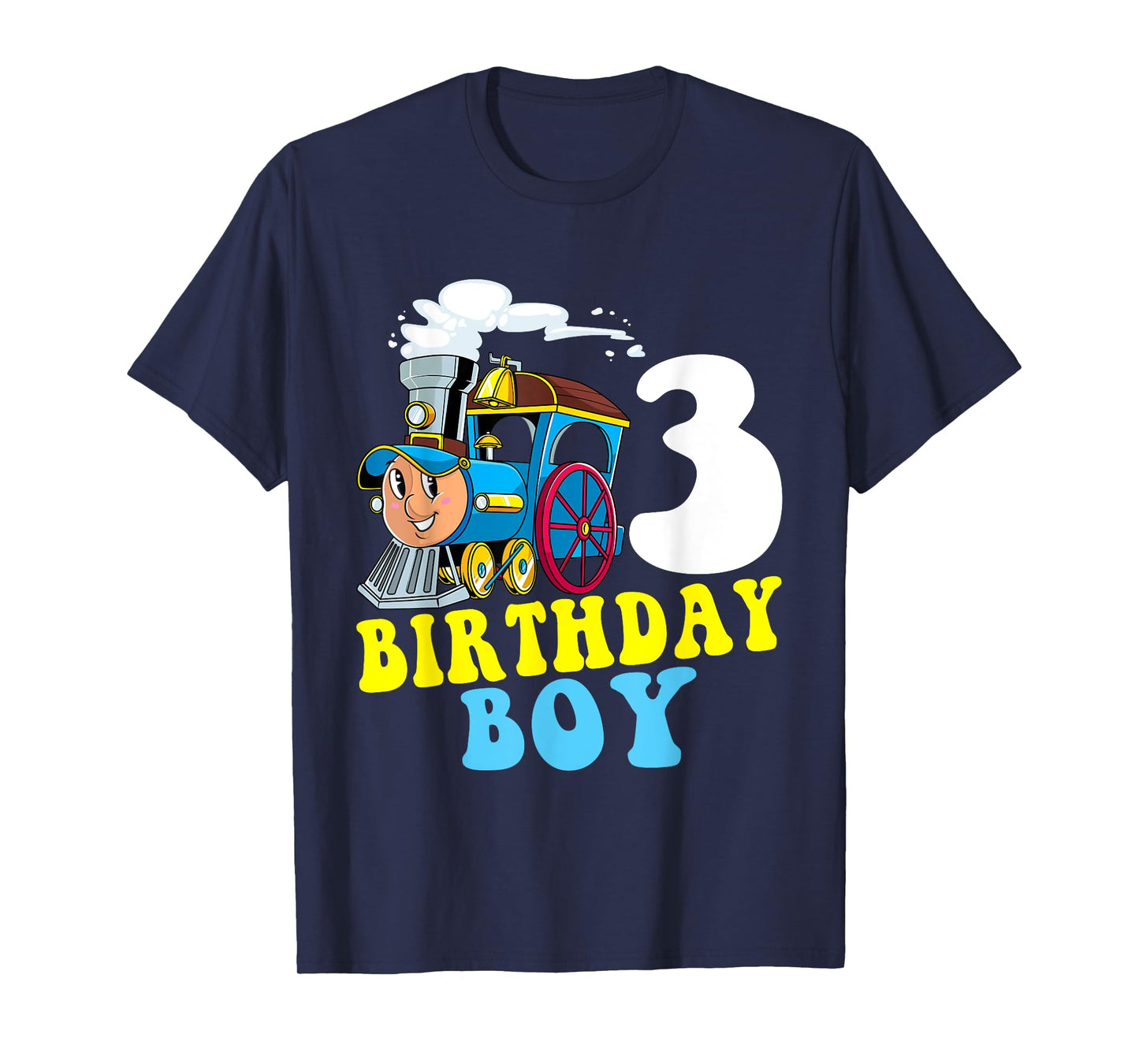 3rd Birthday Boy Train Lovers Three Years Old Kids Toddlers T-Shirt