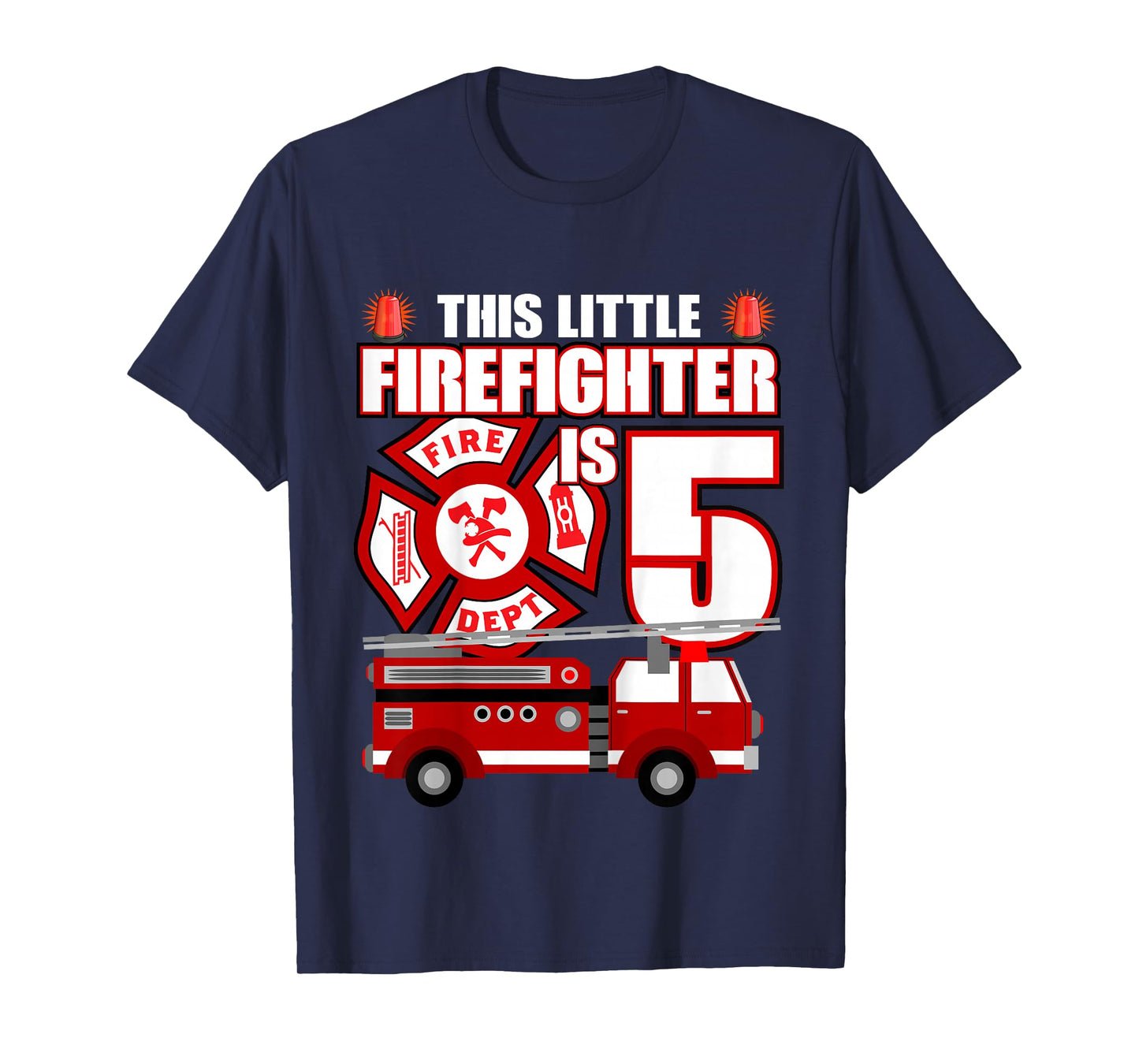 5 Year Old Firefighter Birthday Party Fire Truck 5th Gift T-Shirt
