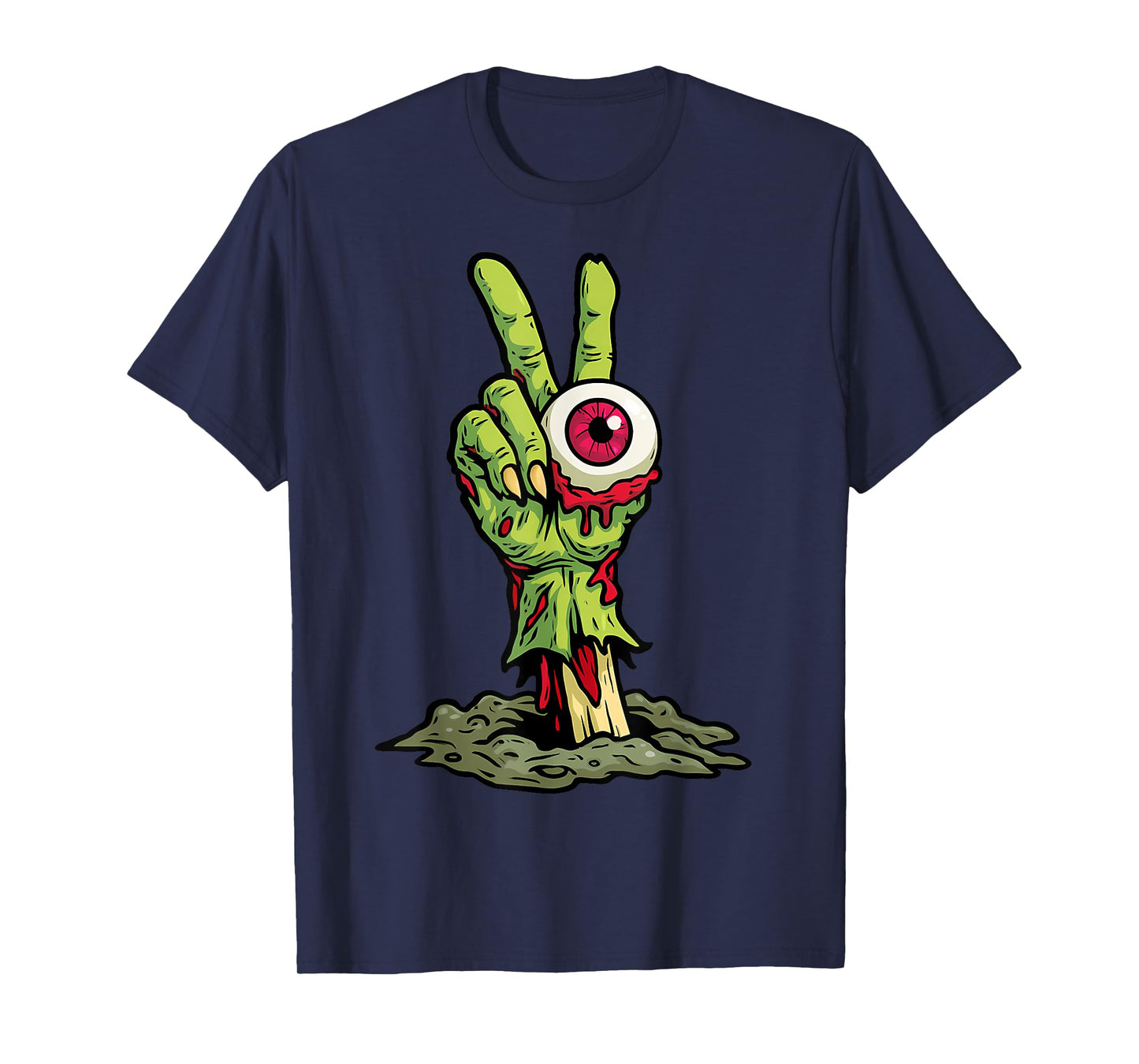 Halloween Zombie Peace Sign Hand Spooky Costume Kid Teen Men T-Shirt