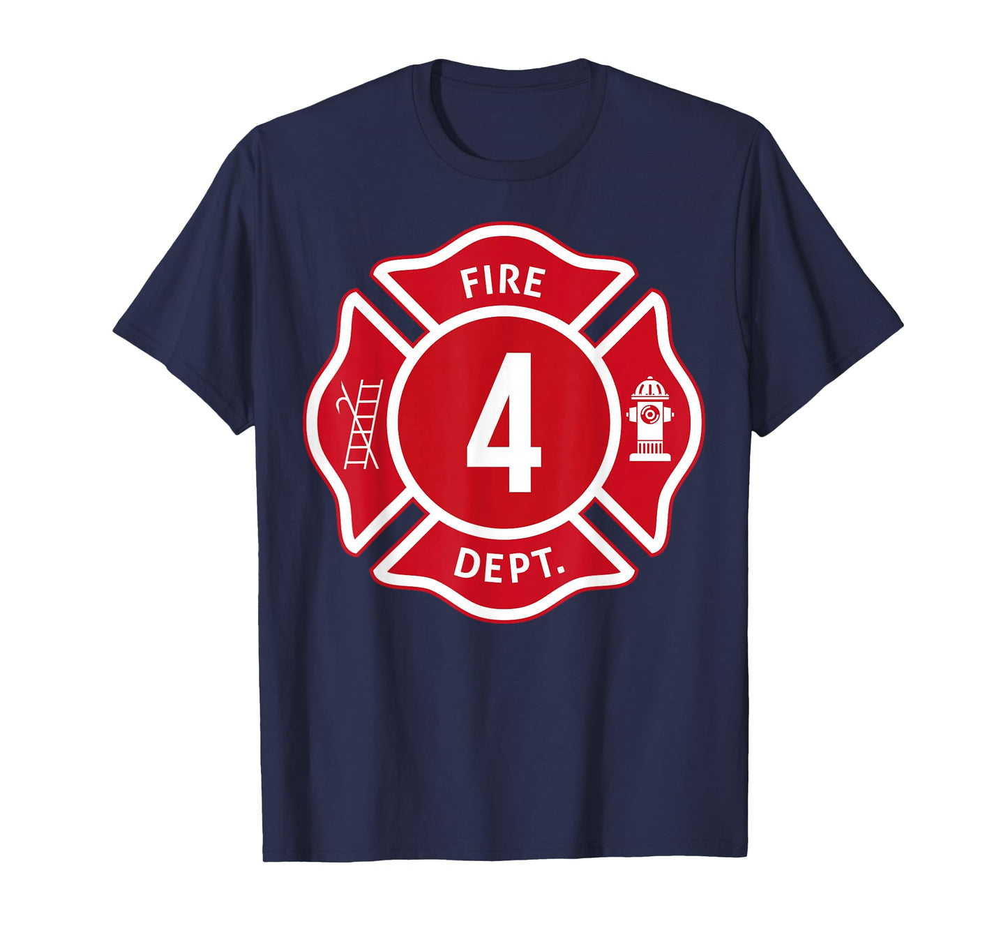 Kids Fire Truck 4th Birthday Boy Firefighter 4 Year Old T-Shirt