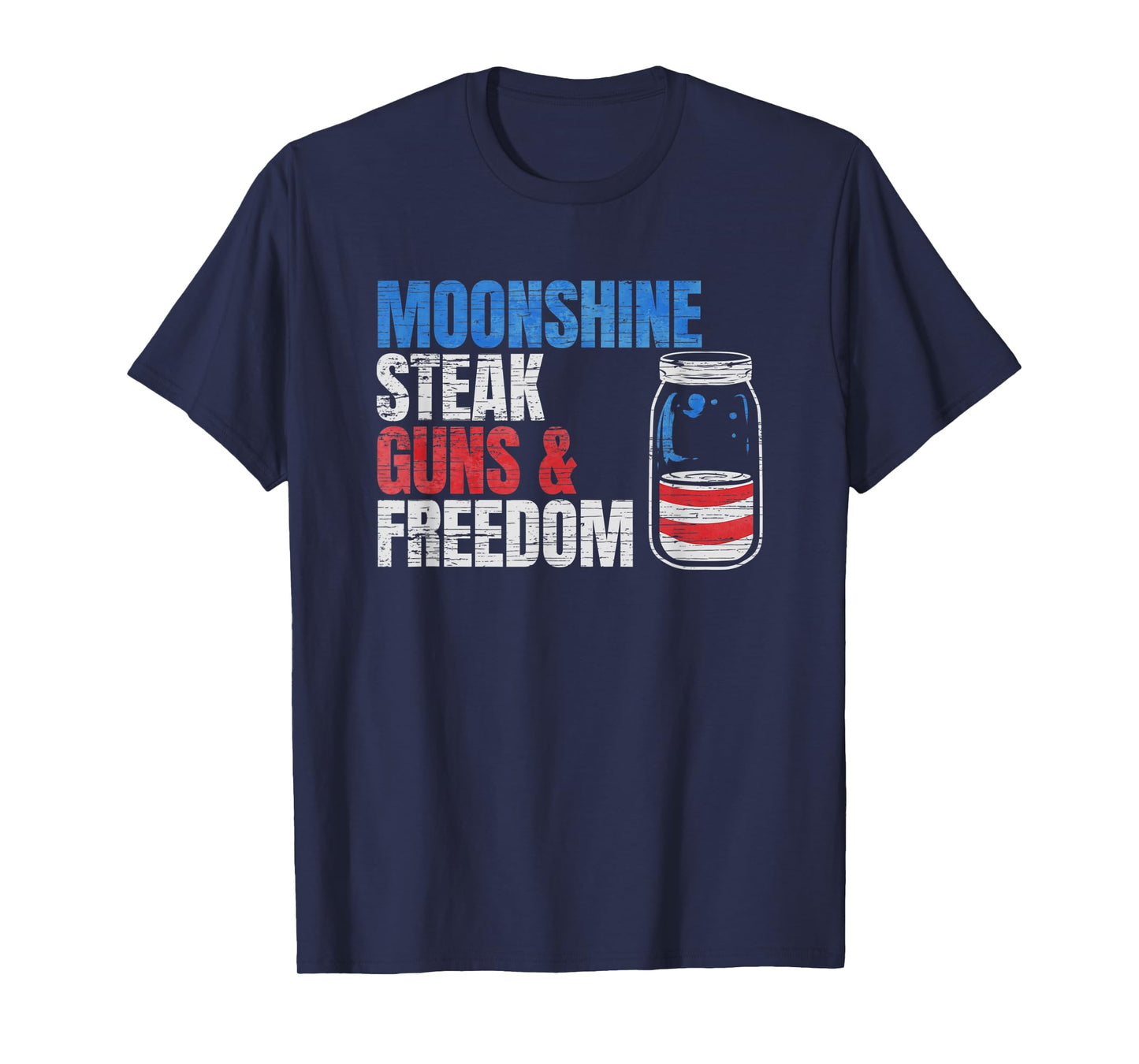 Moonshine Steak Guns & Freedom - USA Flag T-Shirt for Women Men
