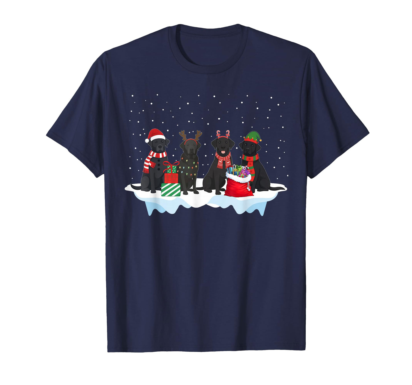 Black Lab Labrador Dog Christmas Crew Matching Family Xmas T-Shirt