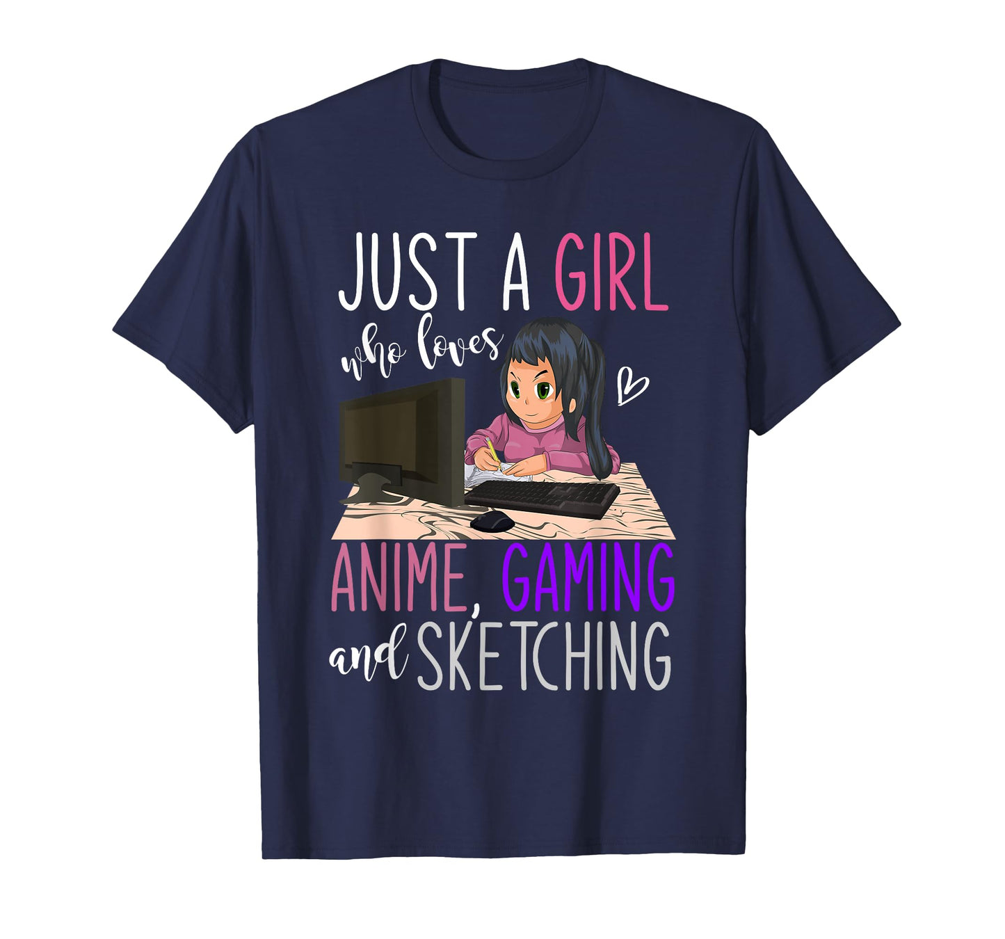 Artist Gamer Girls Gift Sketching Video Games Gaming Anime T-Shirt