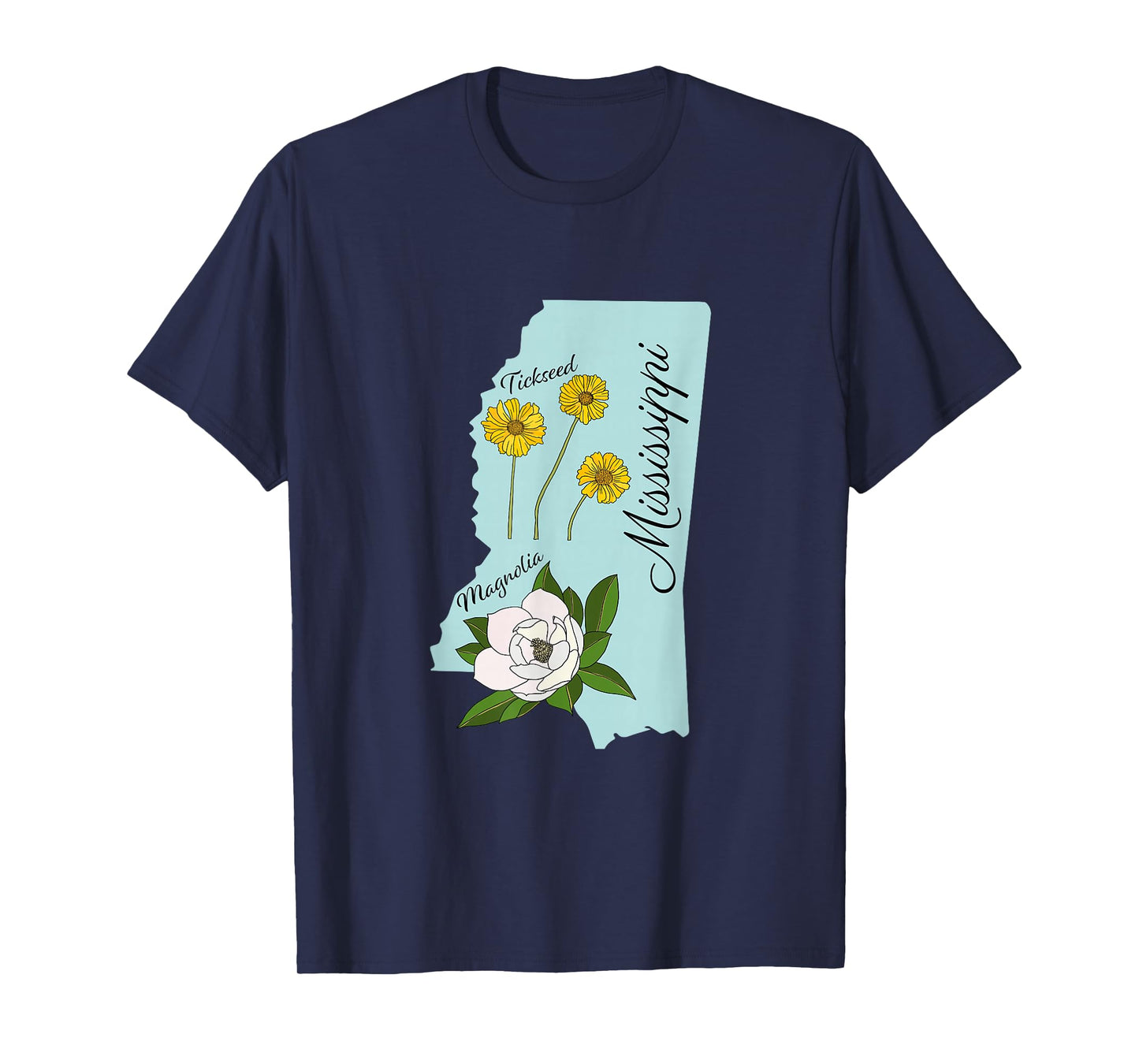 State of Mississippi Flower Magnolia & Wildflower Tickseed T-Shirt