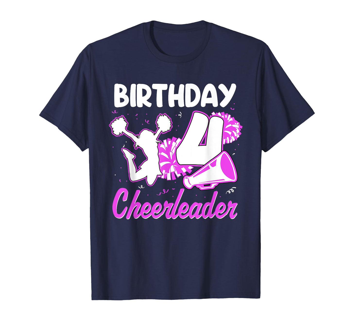 4th Birthday Cheerleader Girl 4 Years Old Cheerleading T-Shirt