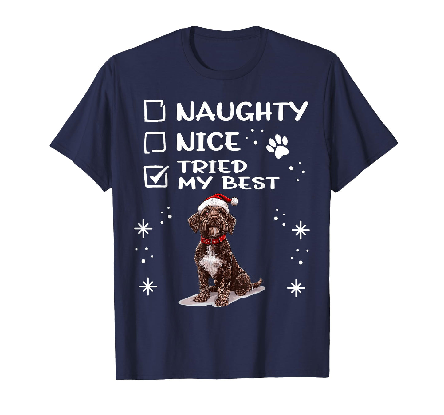 Cute Wirehaired Pointing Griffon Dog Christmas Naughty Nice T-Shirt