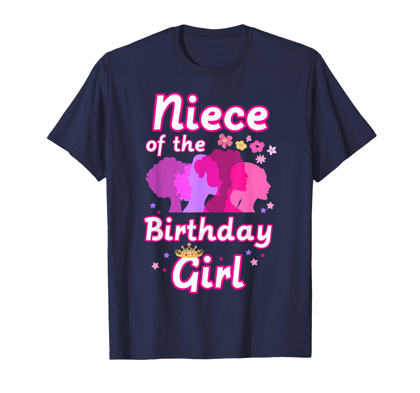 Princess Birthday Girl Party Look with Crown Stars for Niece T-Shirt