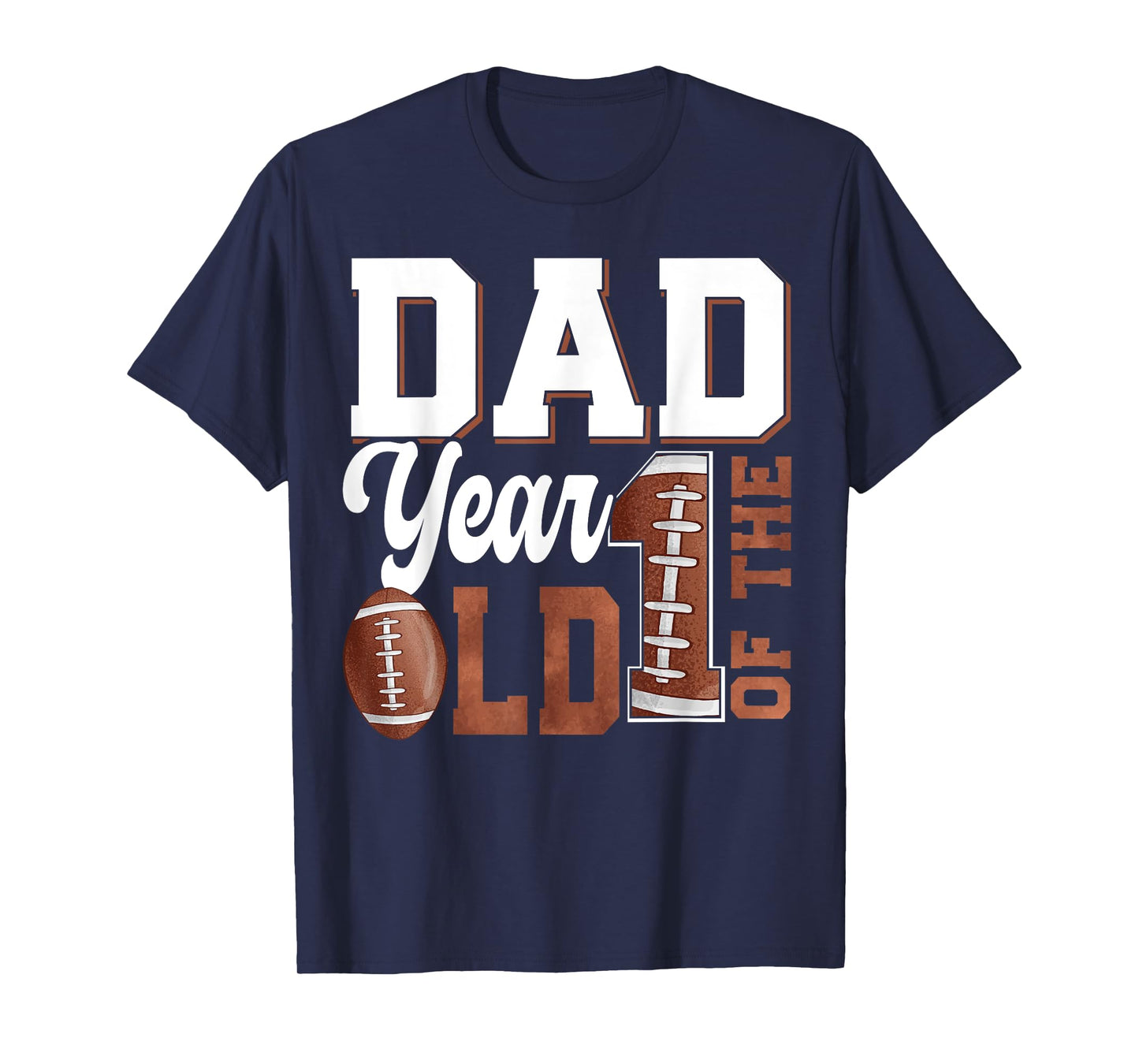 Dad of the 1 Year old Football 1st Year Down Birthday Party T-Shirt