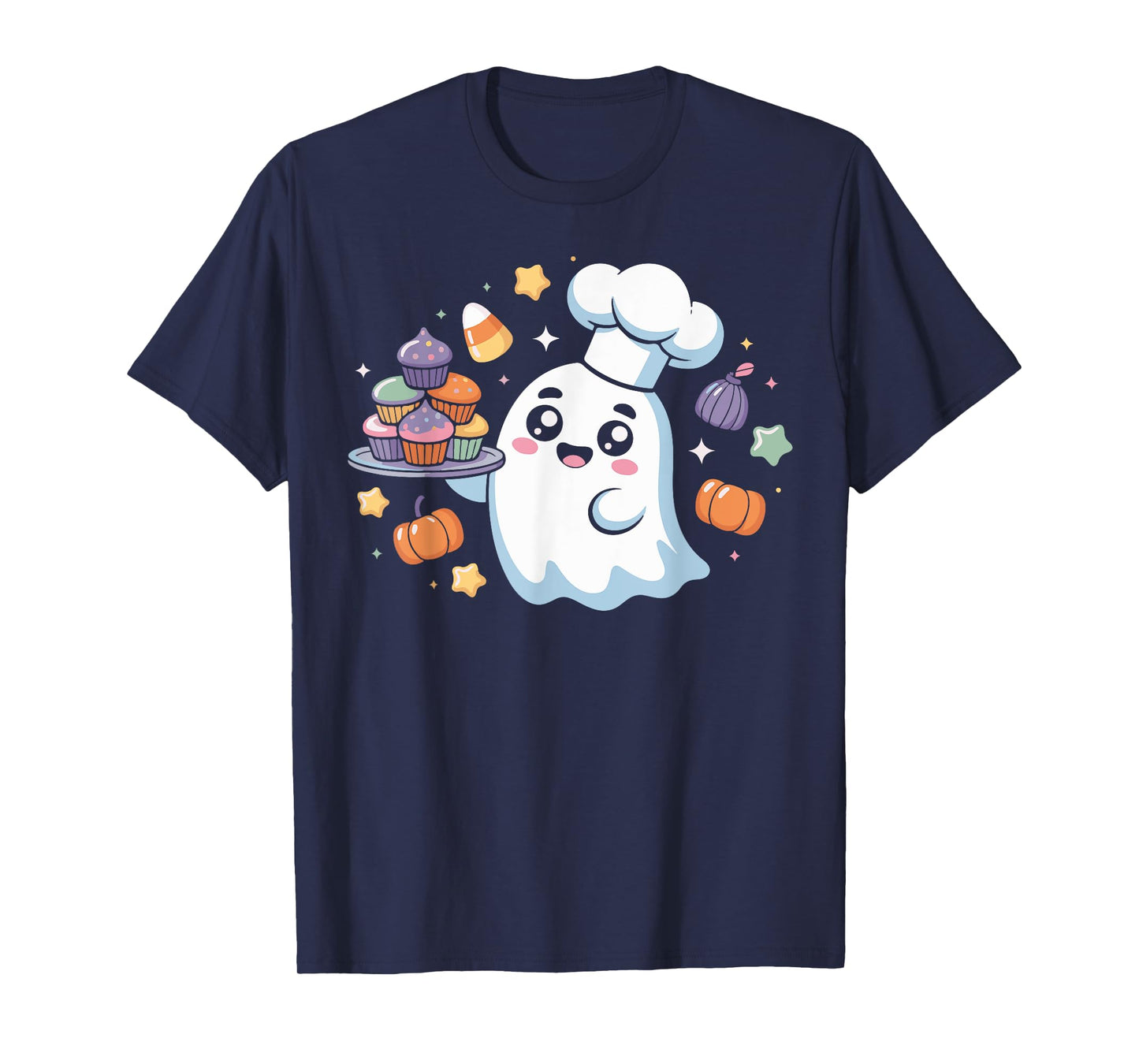 Kawaii Ghost Baker Women Halloween Cupcake Lover Costume Men T-Shirt