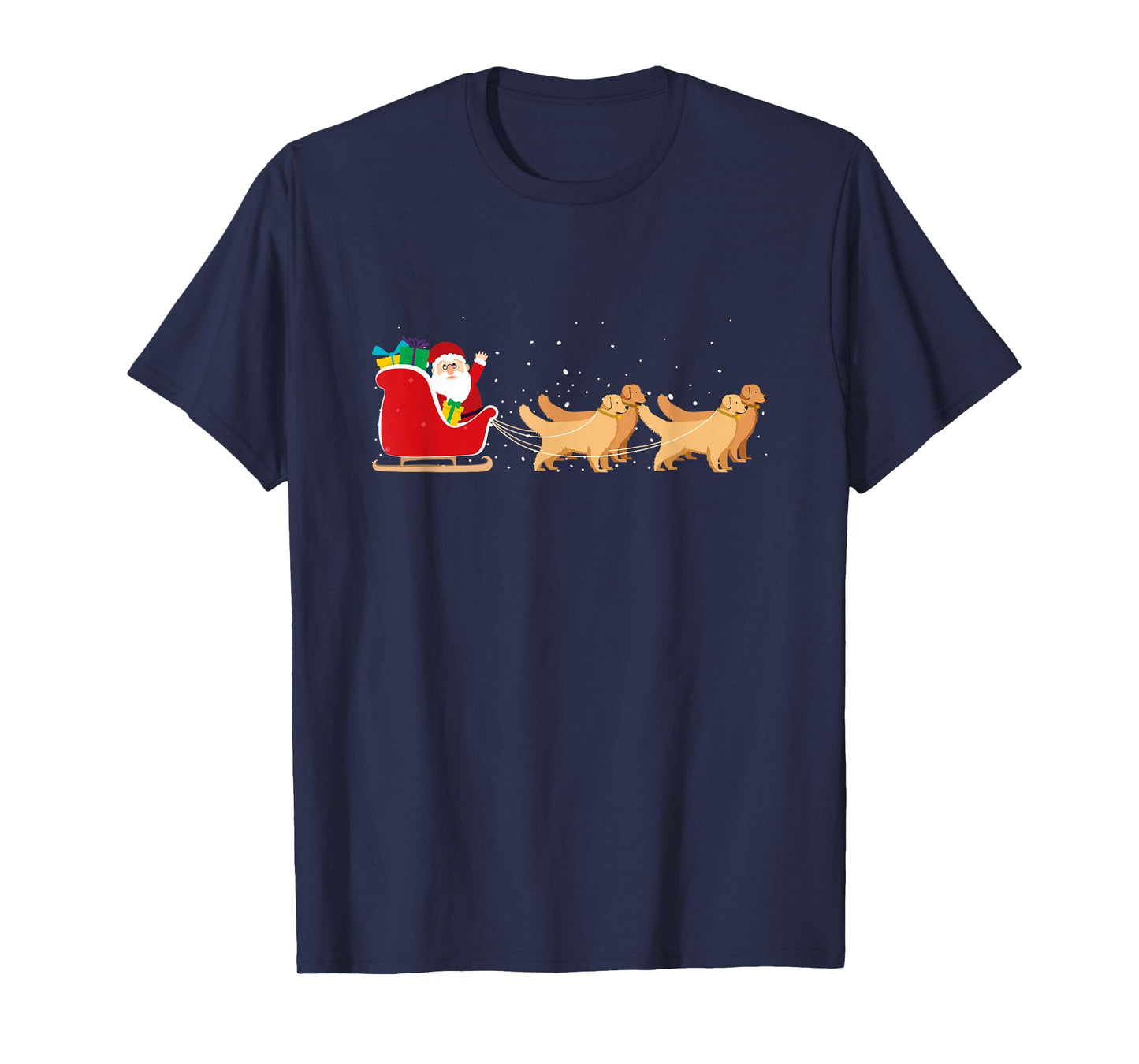 Golden Retriever Santa Christmas Sleigh Funny Labrador Xmas T-Shirt