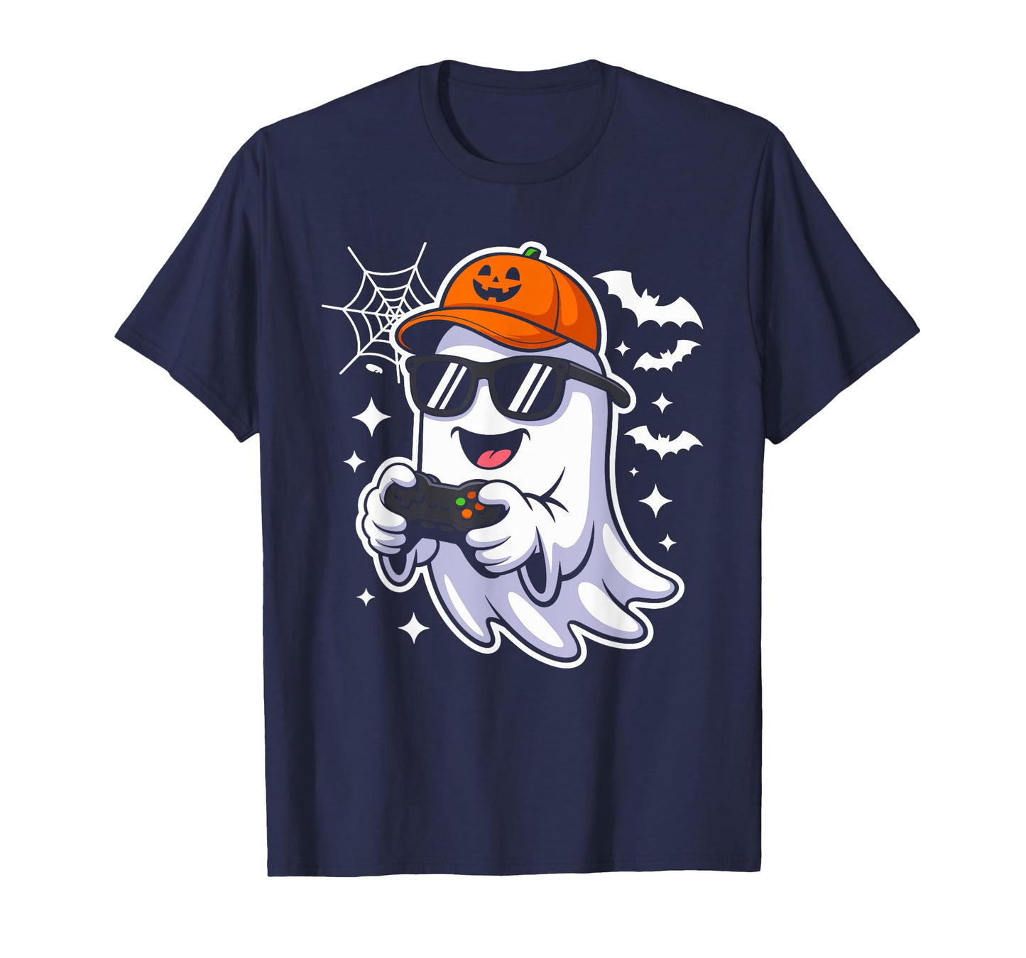 Halloween Ghost Gamer Funny Costume Gaming Men Boys Kids T-Shirt