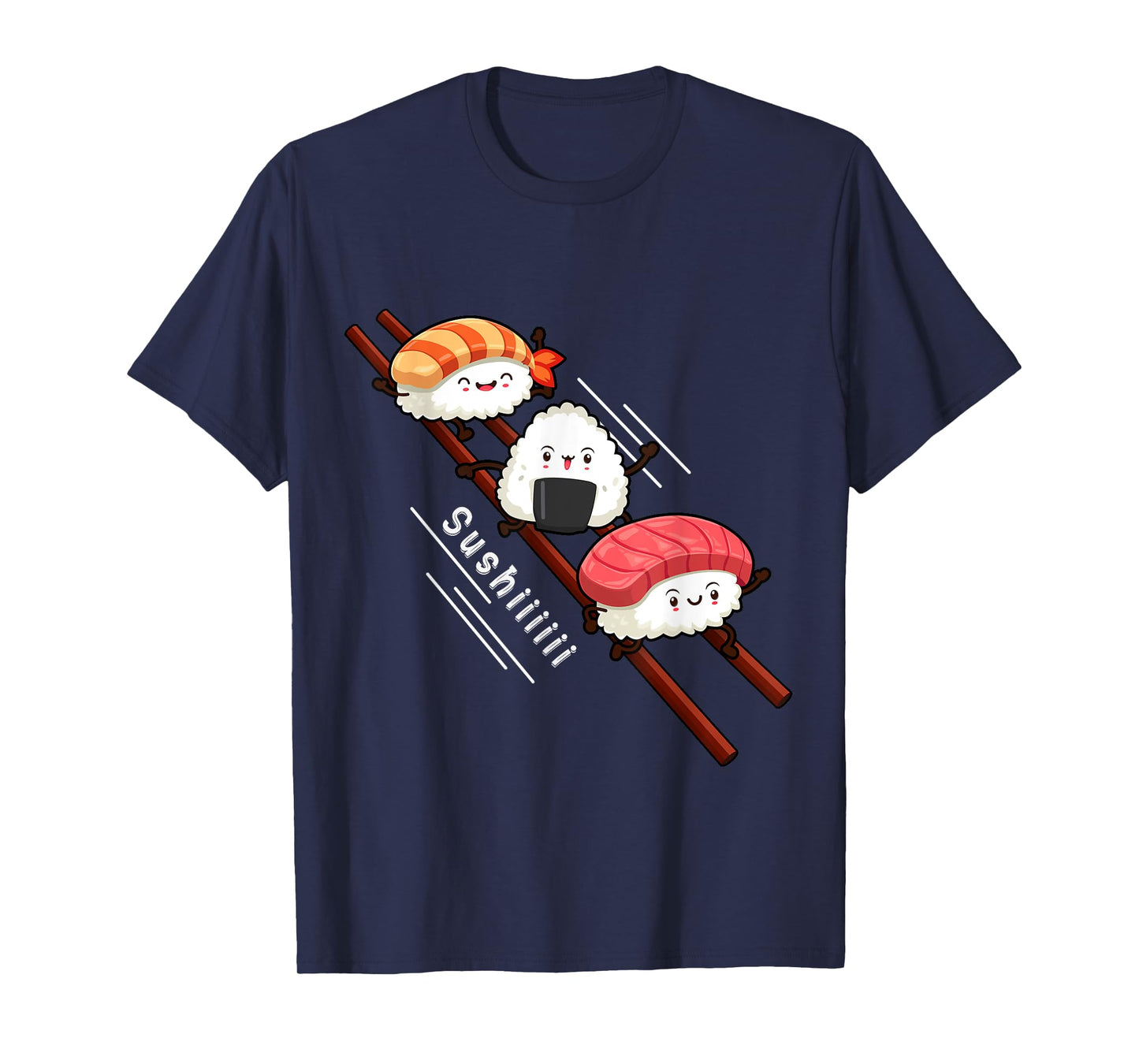 Sushi Sliding On Chopsticks Funny Kawaii Anime Japanese food T-Shirt