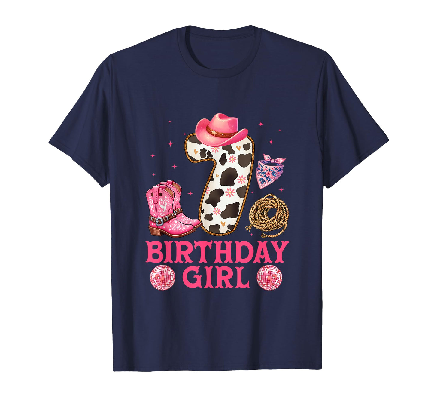 Cowgirl Birthday Girl 7 Years Old Western 7th birthday girl T-Shirt