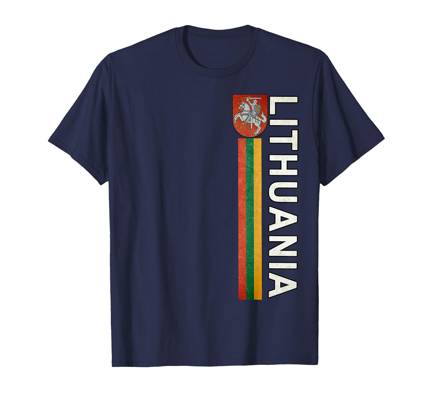 Lithuania Sporty Retro Flag and Lithuanian Emblem T-Shirt