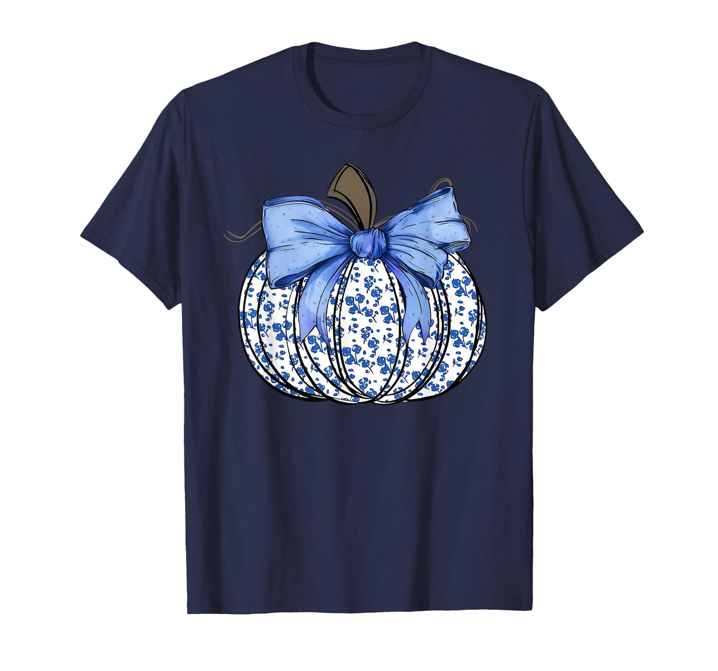 Coquette Bow Pumpkin Autumn Fall Y'all Leaves Thanksgiving T-Shirt