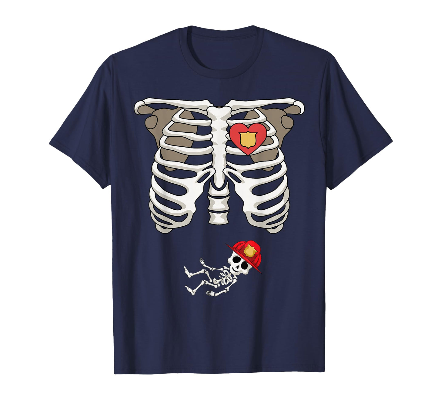 Pregnancy Skeleton Rib T-Shirt Funny Firefighter Bump Shirt T-Shirt