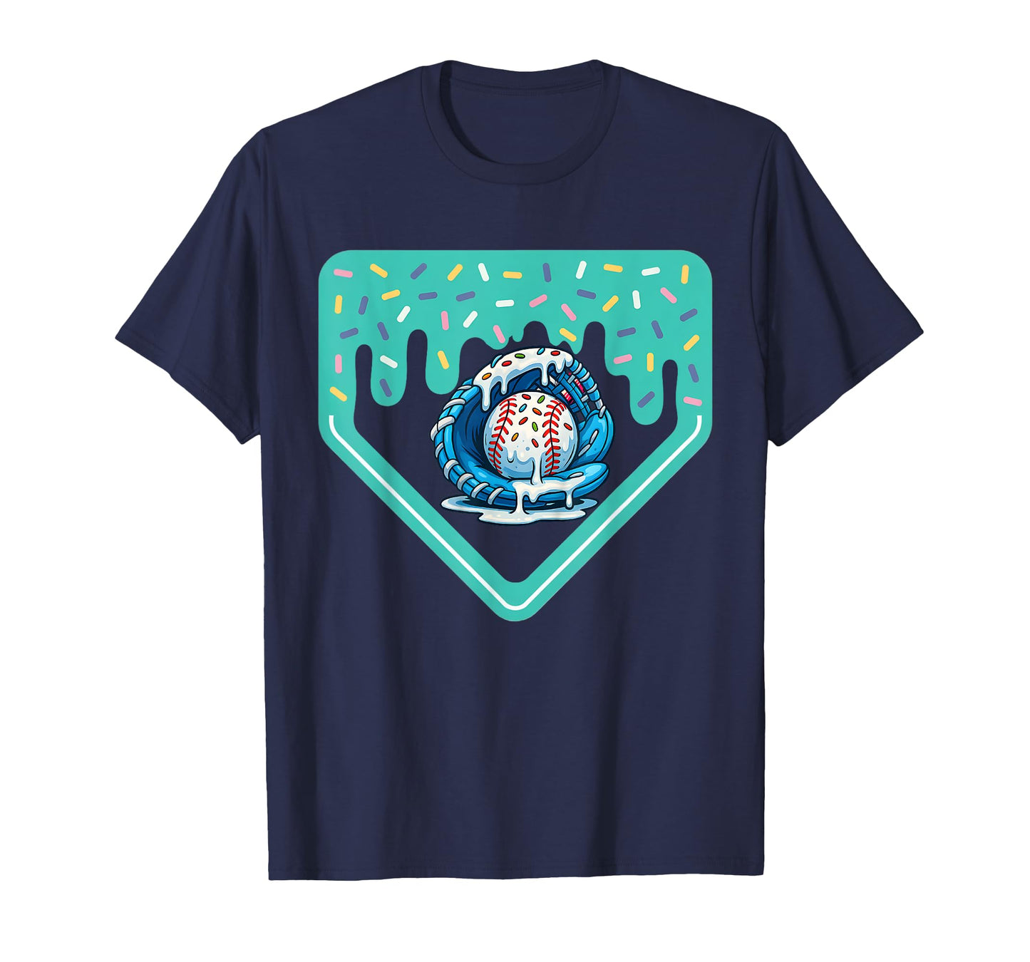 Baseball Home Plate Dripping Ice Cream Drip Youth Boys T-Shirt